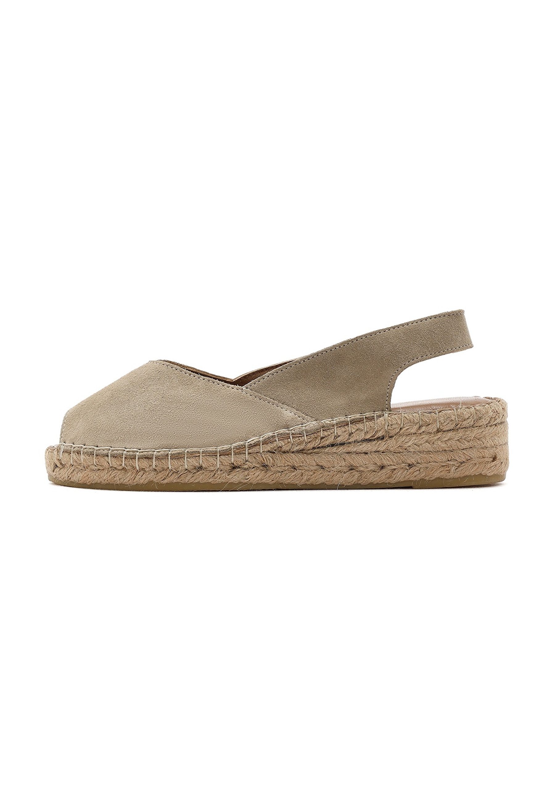 Derimod Espadrilles aus Veloursleder Espadrille Echtes Wildleder, Lederfutter, Jutesohle, Peeptoe, Slingback-Riemen
