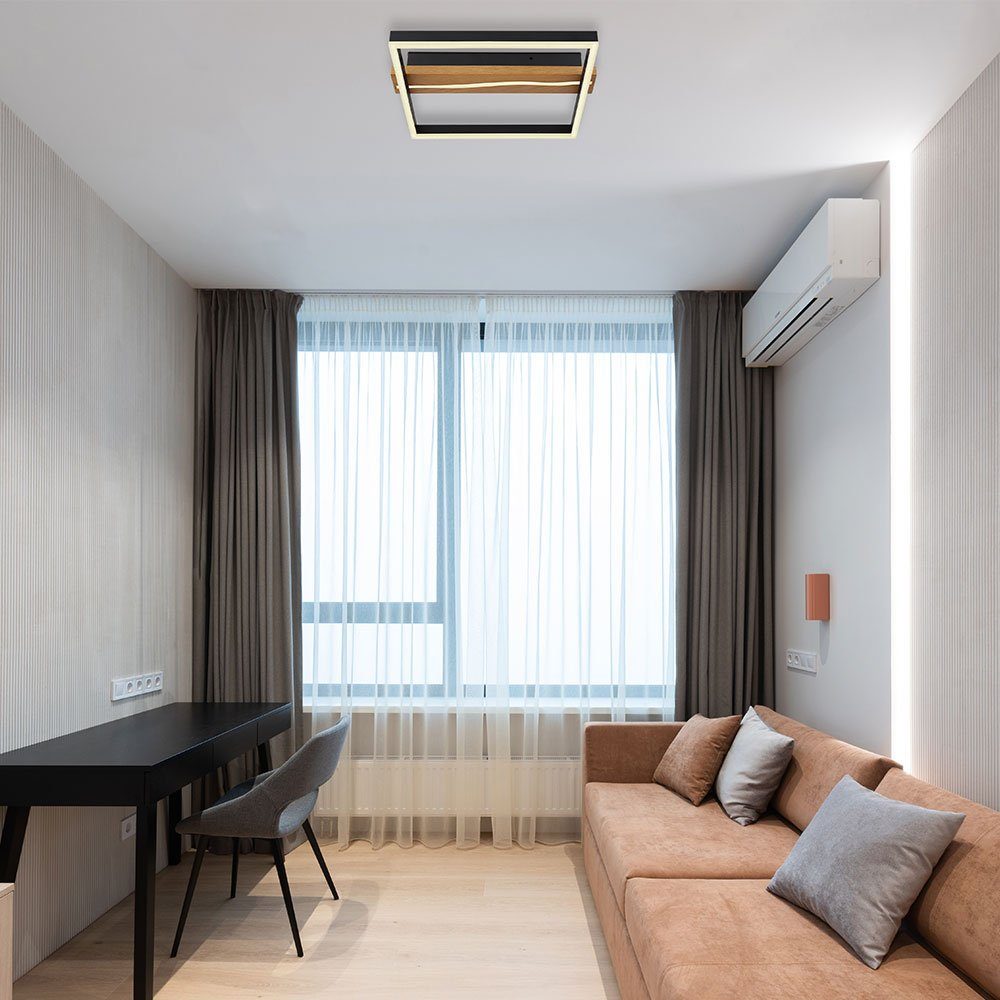 Wohnzimmerleuchte Leuchtmittel inklusive, Memory Globo Holz Deckenleuchte LED Deckenleuchte, cm 40 Neutralweiß, Fernbedienung Tageslichtweiß, Kaltweiß, Warmweiß, LED L