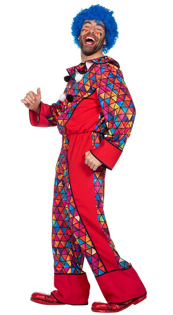 Karneval-Klamotten Clown-Kostüm Overall Herren große Größen rot kariert Clownshut, Zirkus Clown Kostüm Plus Size Narre Harlekin Männer Gruppenkostüm