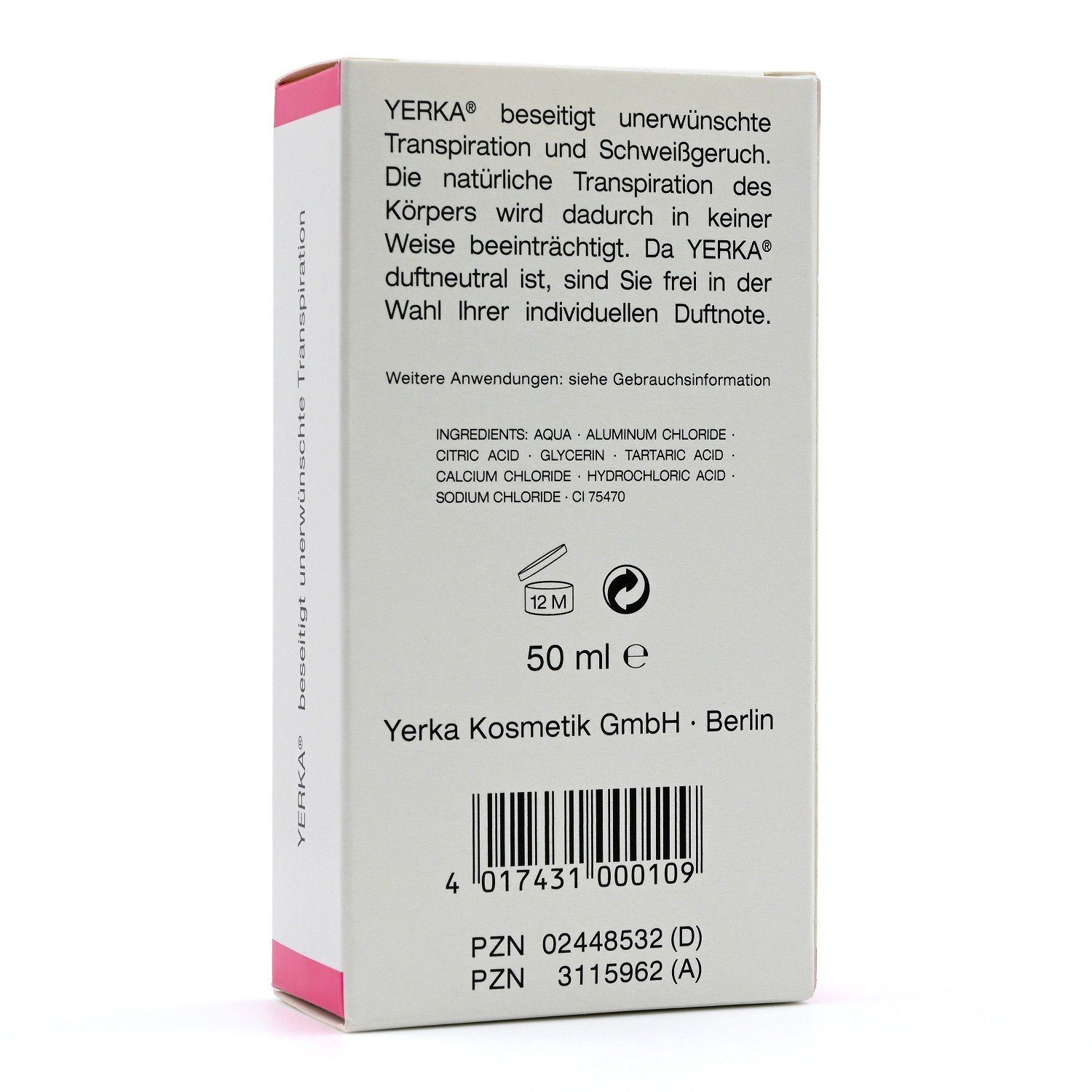 GmbH YERKA YERKA Antitranspirant, ml, 50 Kosmetik Deo-Pumpspray Transpirant Deodorant