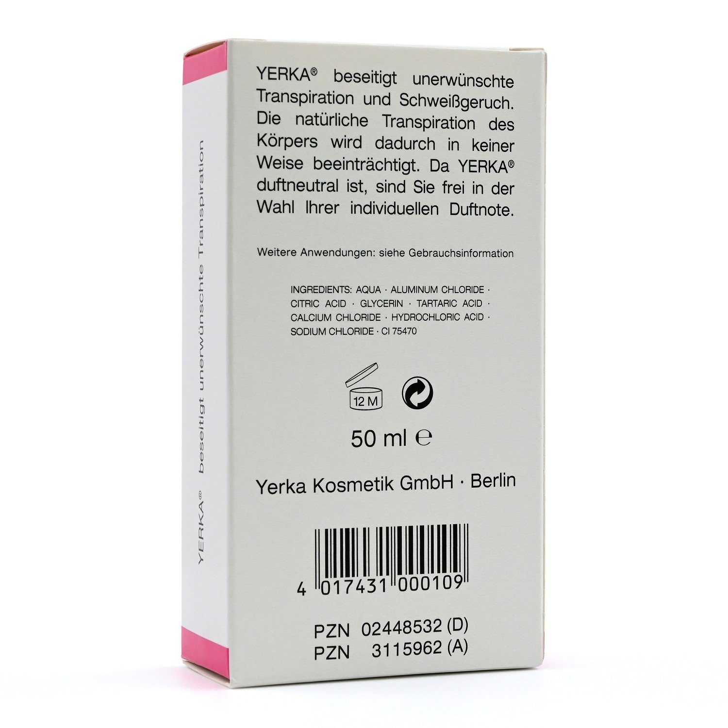 YERKA Kosmetik GmbH Deo-Pumpspray YERKA Deodorant Antitranspirant, 50 ml, Transpirant