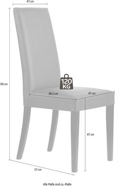 Home affaire Polsterstuhl Java (Set, 2 St), Gestell aus Massivholz, im 2er-Set, naturfarben oder dunkle