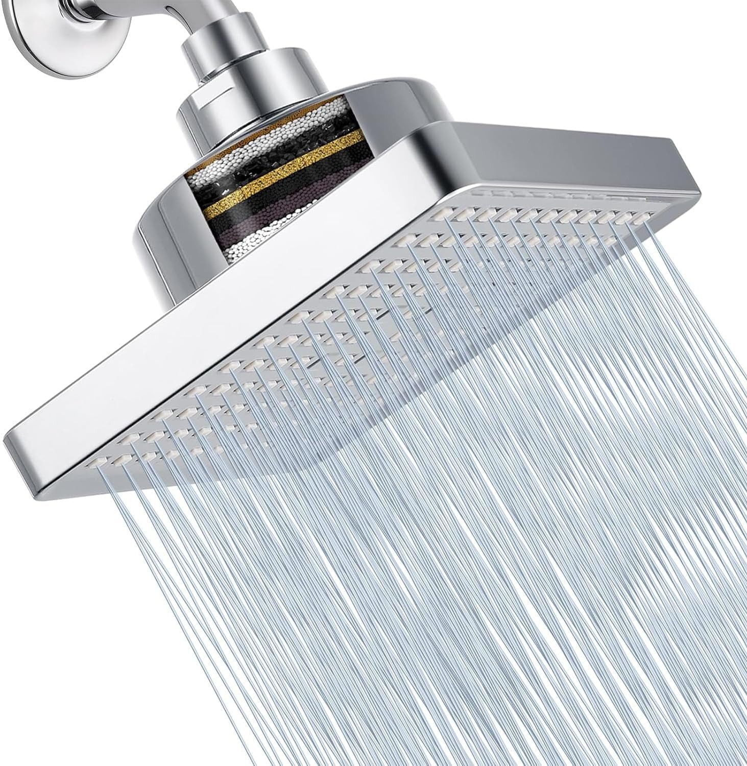 FELIXLEO Handbrause Kopfbrause Hochdruck mit Filter 6 Zoll Regendusche Quadratisch