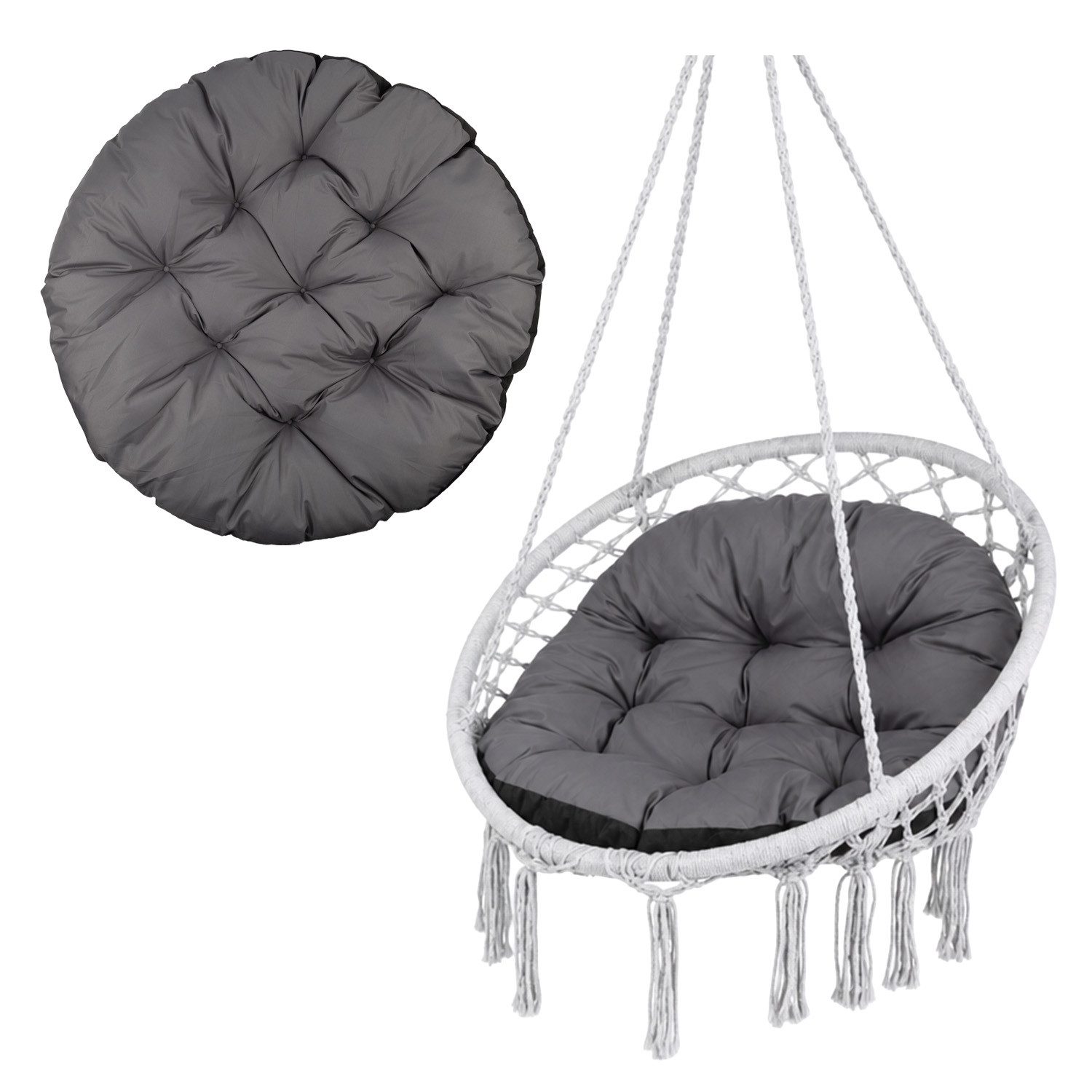 GreenBlue Sitzkissen GB243 GR Gartenkissen für die Storchennest-Schaukel ø 110 cm, gesteppt, wasserdicht, rund, weiche Silikonkügelchen