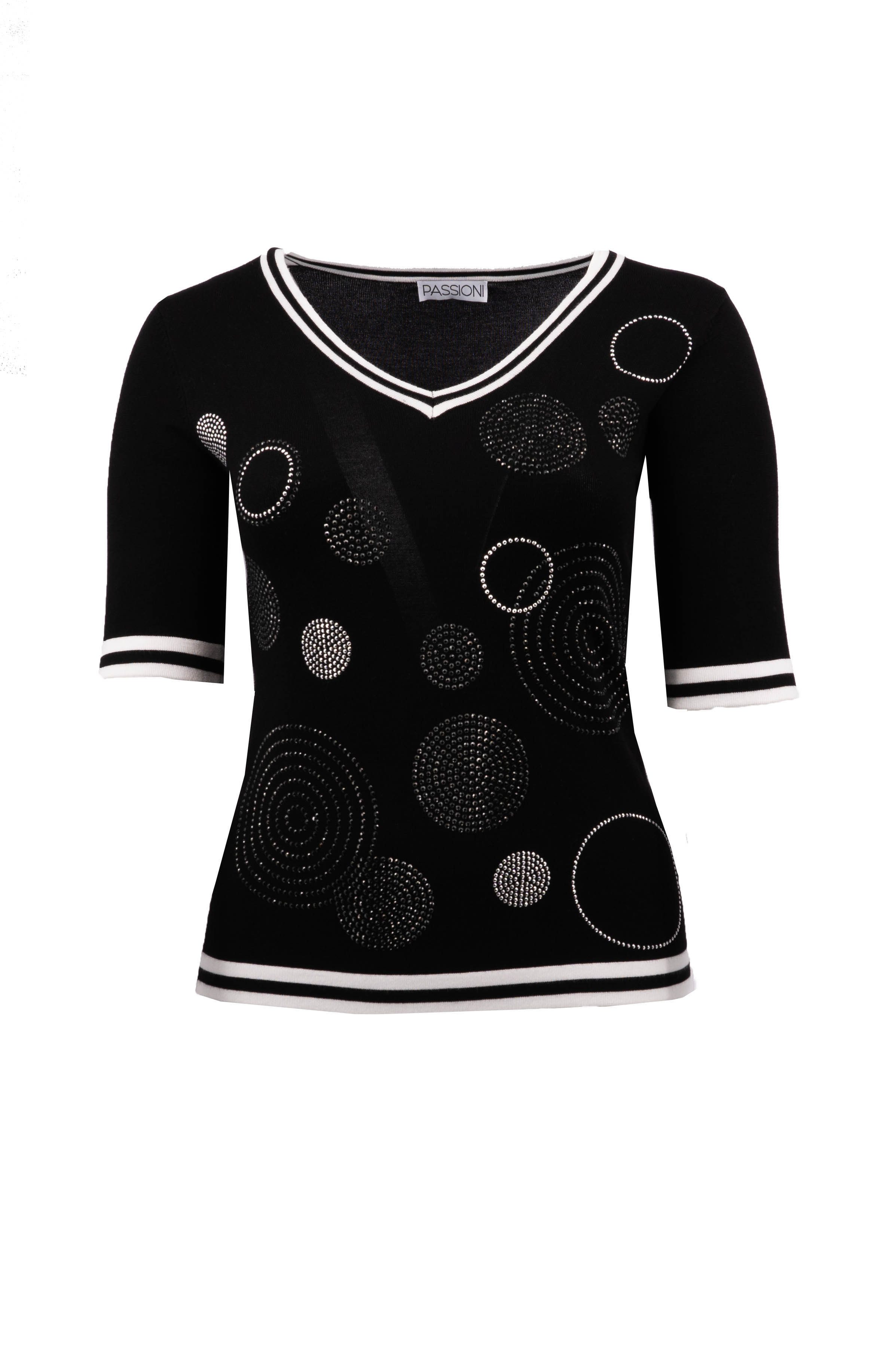 T-Shirt mit Kreismuster aus Strass