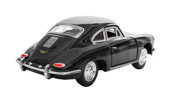 Welly Modellauto PORSCHE 356B Modellauto 12cm aus Metall Modell Auto 75 (Schwarz), Spielzeugauto mit Rückzug Spielzeug Kinder Geschenk