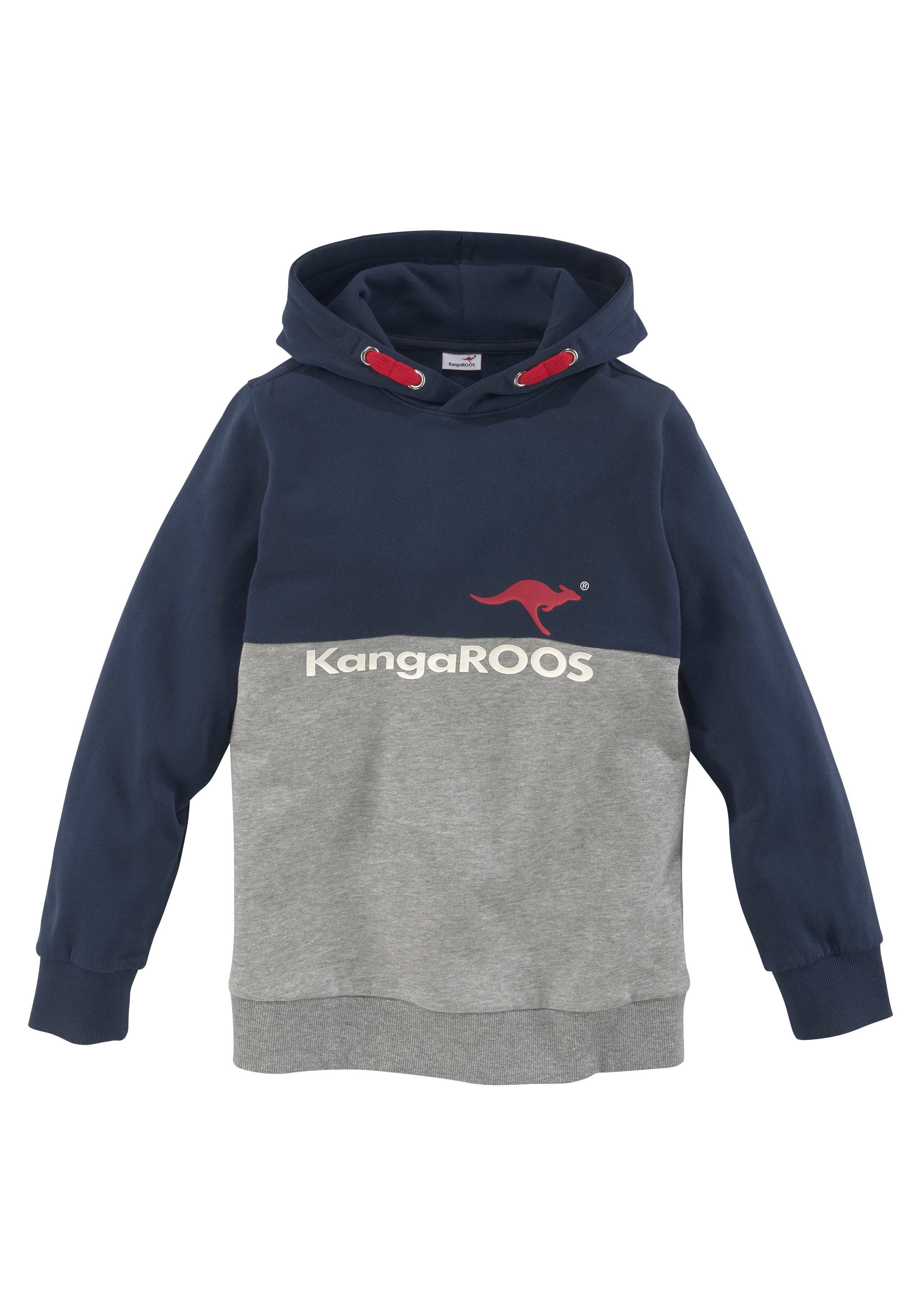 Sonderpreis mit KangaROOS Kapuzensweatshirt Logodruck zweifarbig
