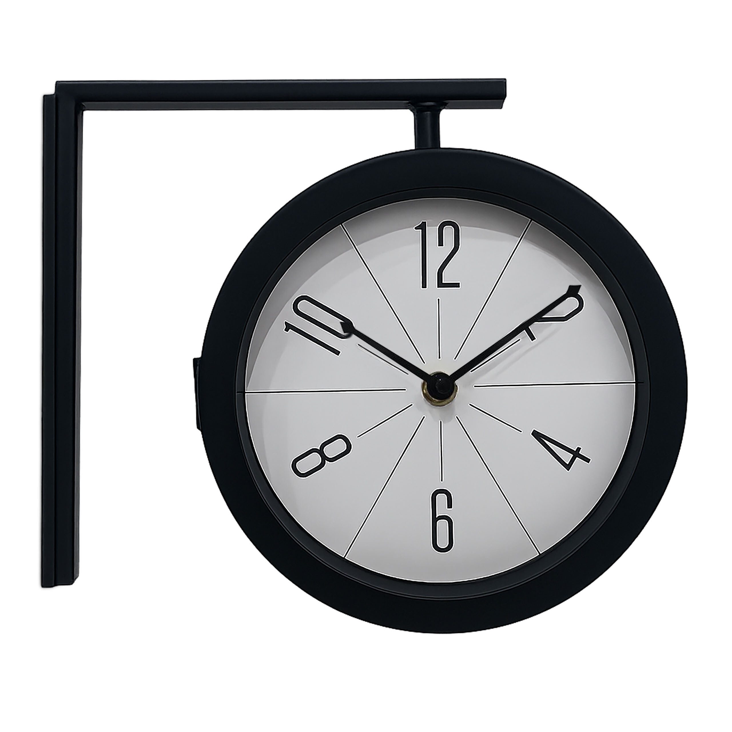 relaxdays Wanduhr Moderne Bahnhofsuhr doppelseitig (schwarz) günstig online kaufen