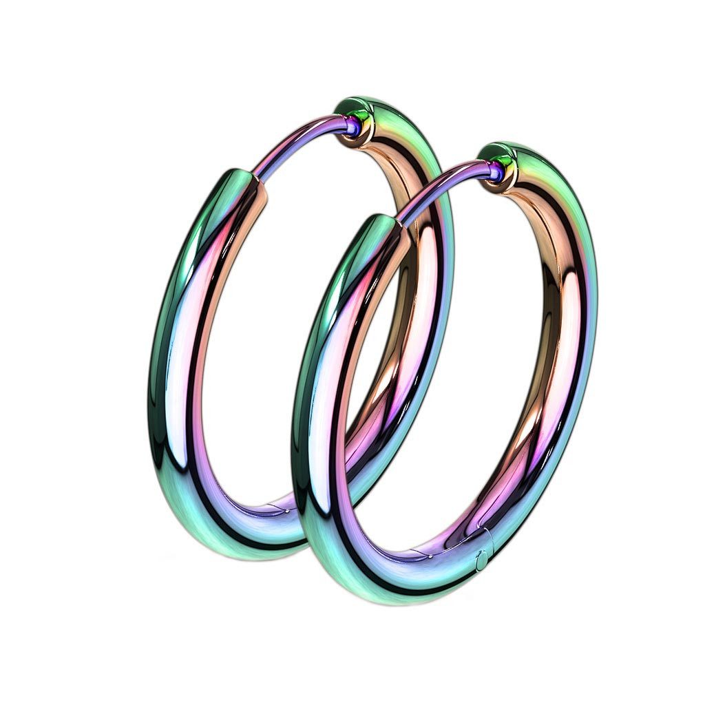 viva-adorno Paar Creolen Damen Klappcreolen Hoop Ohrringe Edelstahl verschiedene Größen, dünn schmal