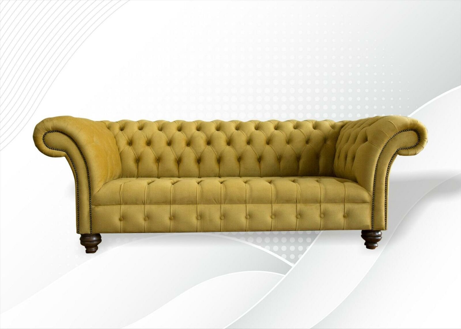 JVmoebel Chesterfield-Sofa Gelber Dreisitzer luxus Chesterfield 3-er Couch Design Neu, Made in Europe