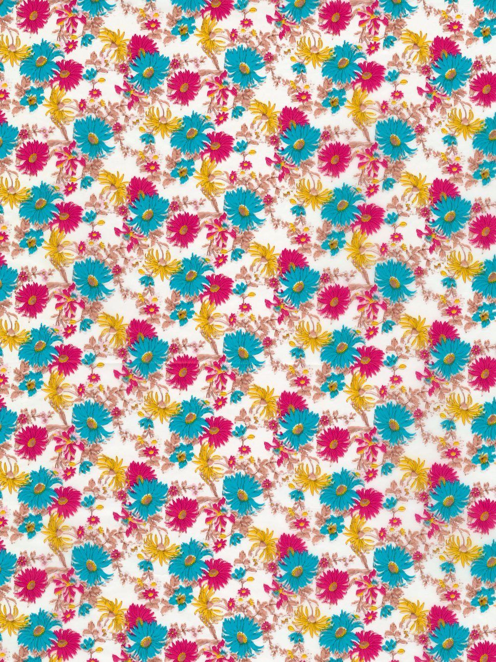 H-Erzmade Zeichenpapier Décopatch-Papier 683 Blumen türkis/pink/gelb, 30 x