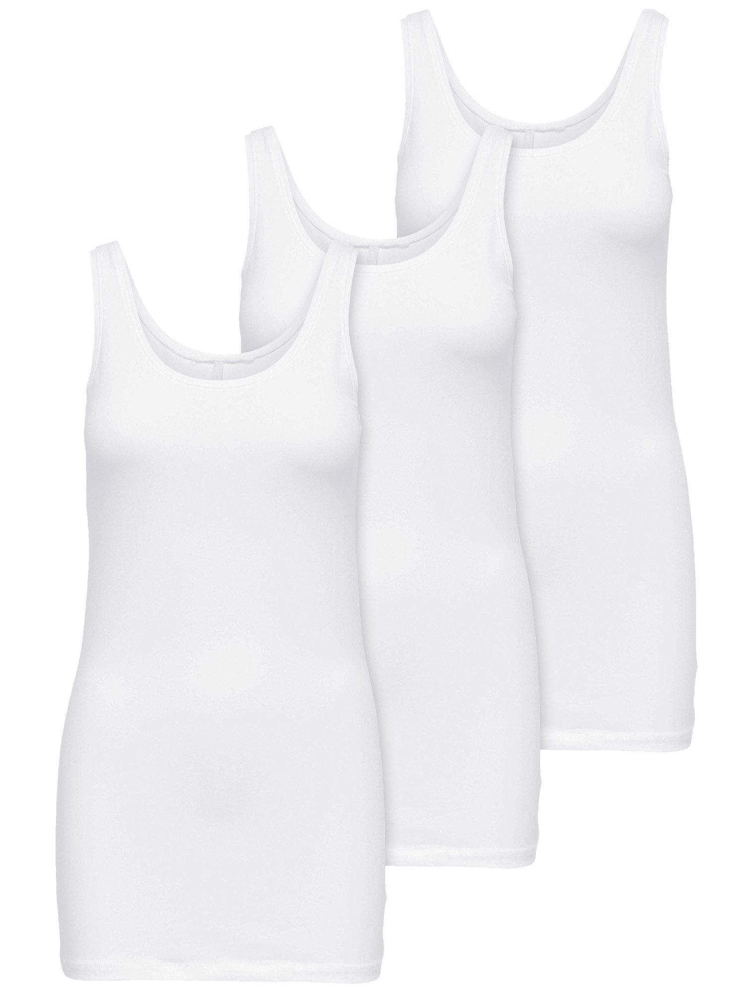 ONLY Tanktop Live Love (3-tlg) Lange Tops, elastische Baumwollqualität