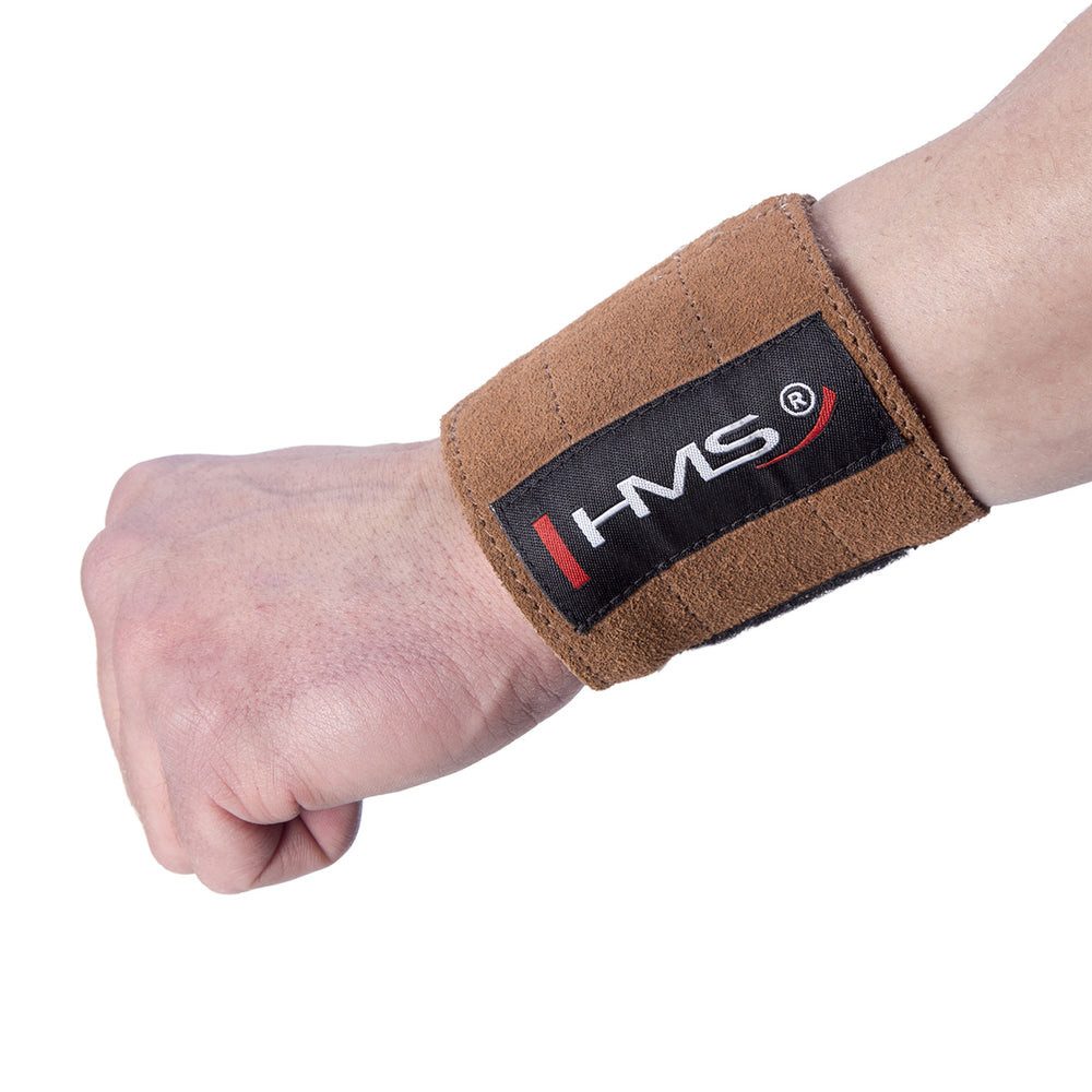 HMS Handgelenkbandage Lederbandage Handgelenkstütze Kraftsport (Spar-Set, 2-tlg., 60 x 8 cm robust), Rindsleder, Daumenschlaufe, Klettverschluss, 2er-Set