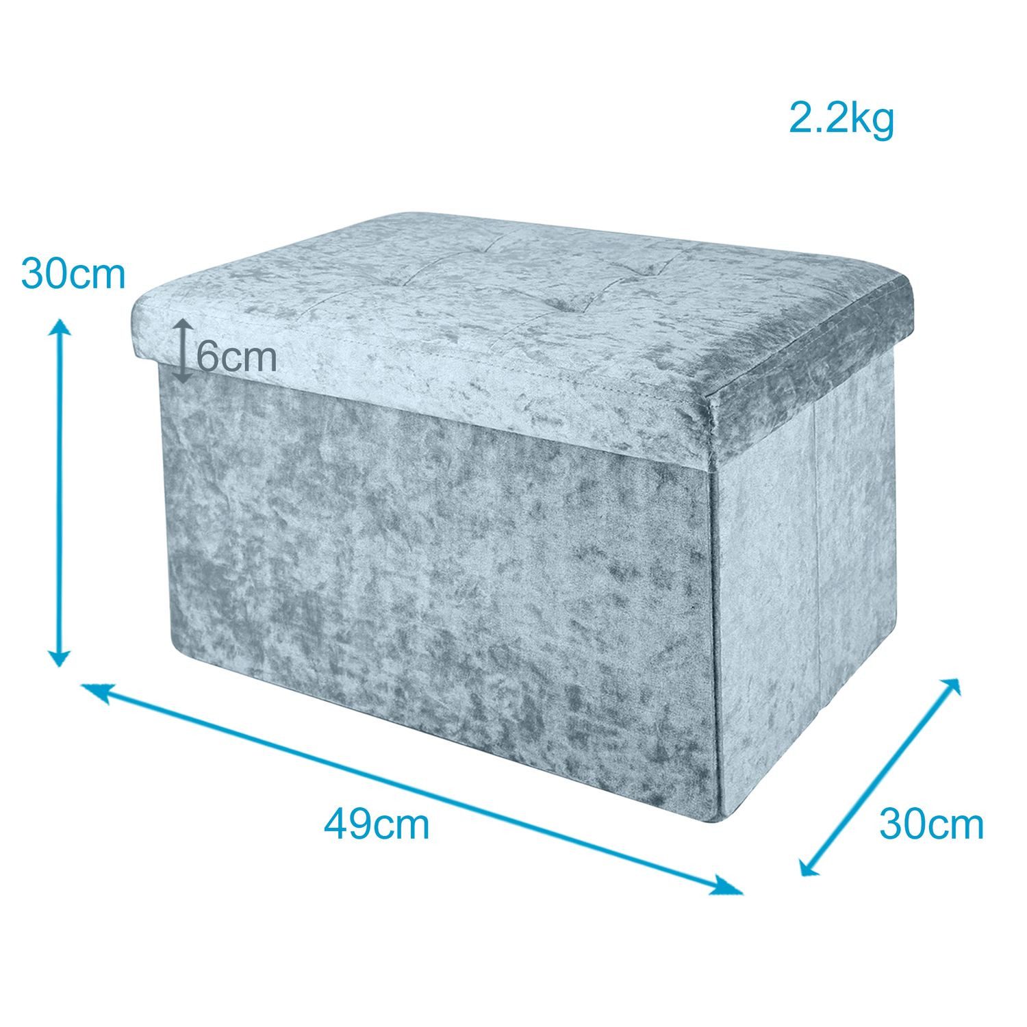 Intirilife Sitzbank (Faltbare Sitzbank 49x30x30 cm in Samt Blaugrau), Sitzw günstig online kaufen