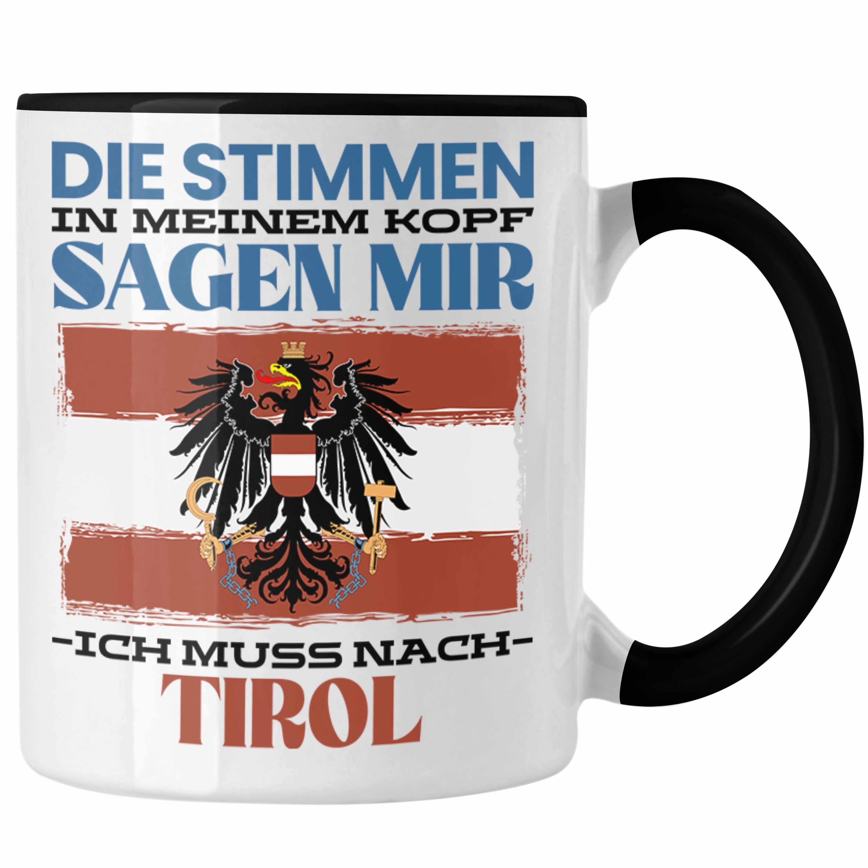 Geschenk Österreich Trendation Spruch Tirol Geschenkidee Tasse Schwarz Urlaub Heimat Tasse