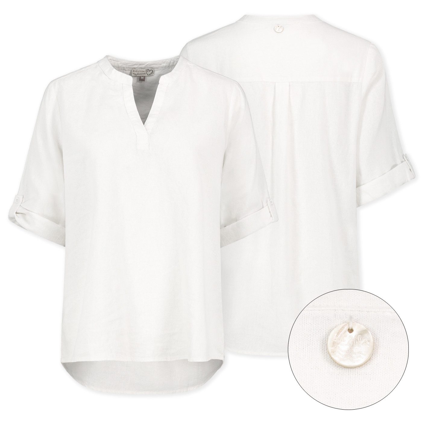 Eight2Nine Hemdbluse Eight2nine Damen Leinen Bluse atmungsaktiv Kurzarmblus günstig online kaufen