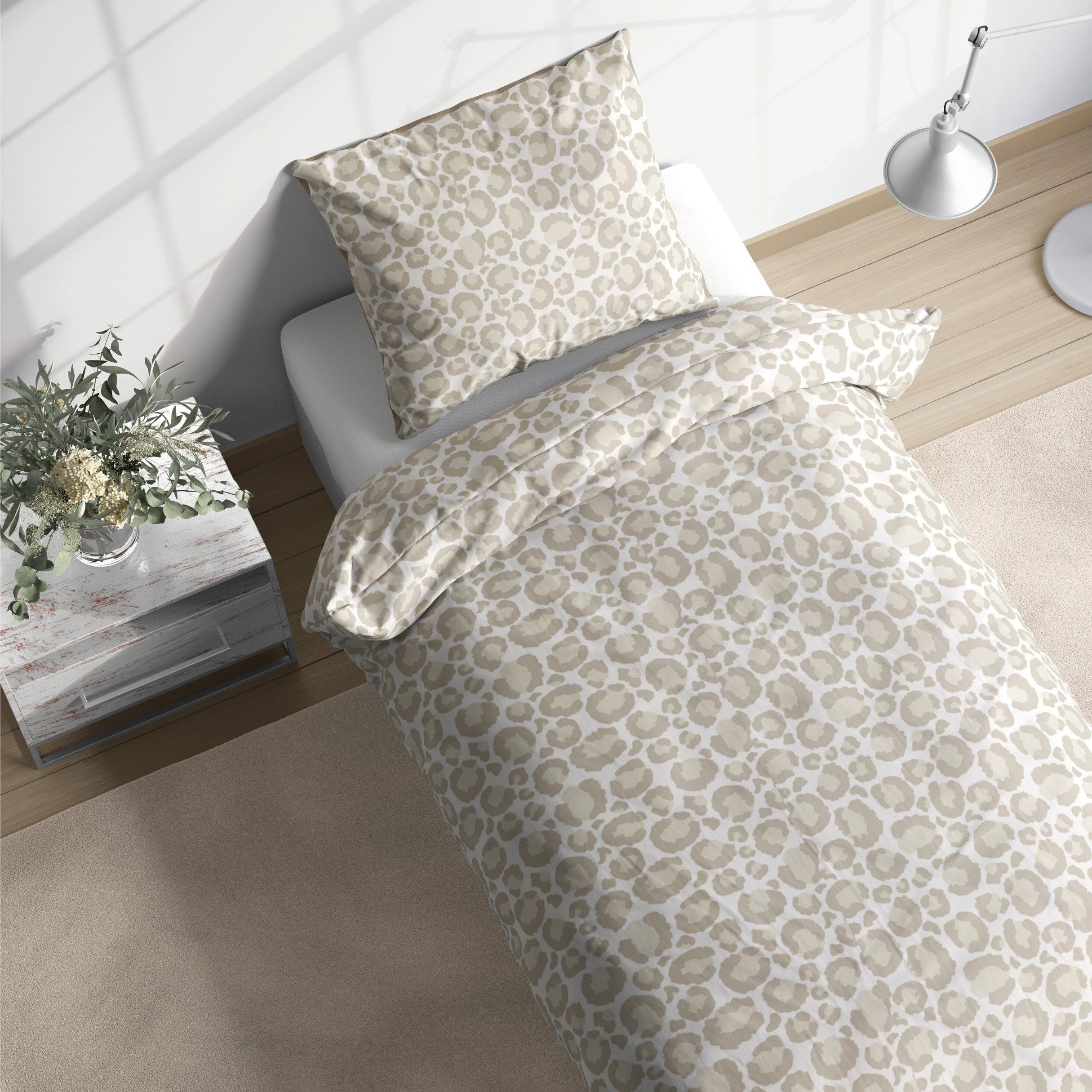 MTOnlinehandel Bettwäsche Winter in Flanell, Leo Adventure, Weiß/ Beige, An günstig online kaufen