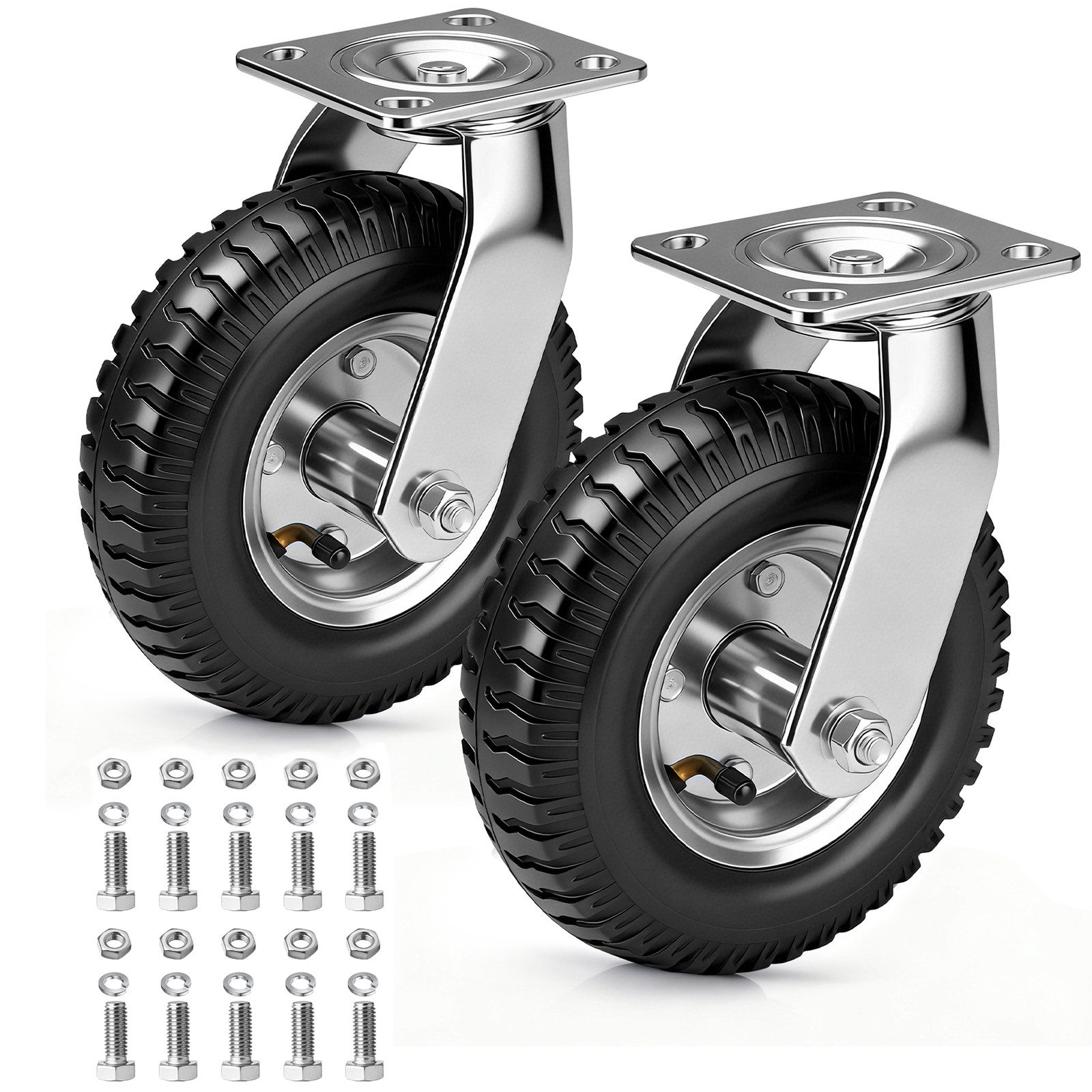 XERSEK Lenkrolle Luftrad Lenkrollen Bremsrollen Luftrollen Stoßdämpf. Leise Gummiräder, (2 Stück/250mm Lenkrollen Pneumatische Räder Bis 120kg/Rad), Vielseitige Für Wagen Karren Werkbänke Mülltonnen Regale Holzmöbel…