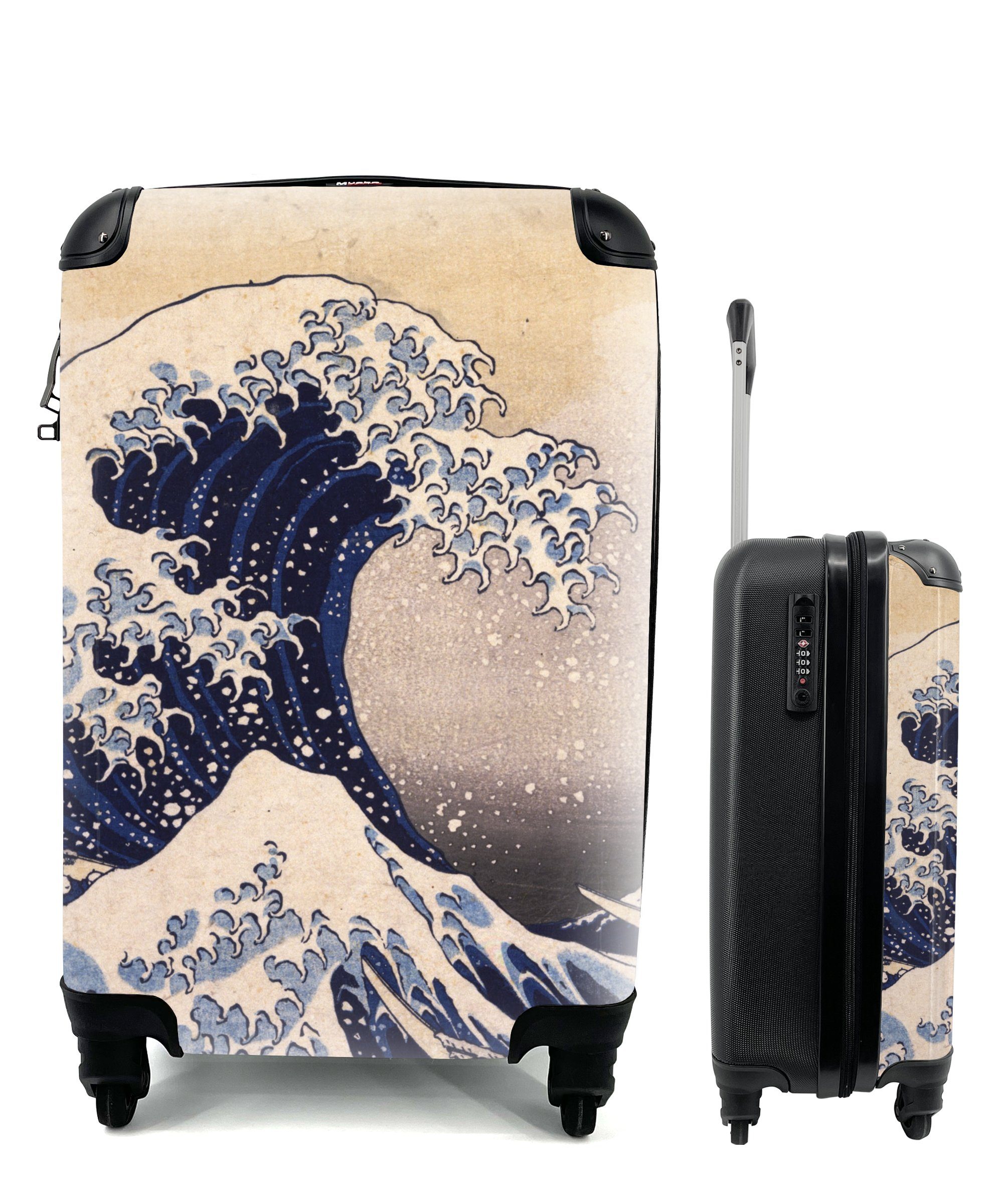 große für Hokusai, 4 Reisetasche Handgepäckkoffer rollen, Katsushika Kanagawa MuchoWow - Gemälde Kluft Ferien, Reisekoffer von Rollen, Die Trolley, von Handgepäck mit
