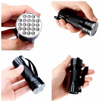 Hikity Taschenlampe UV Taschenlampe Schwarzlicht 21 LED Taschenlicht Bernstein Handlampe (395nm, mit Handschlaufe), aschenlampe Lichthärtungsgerät