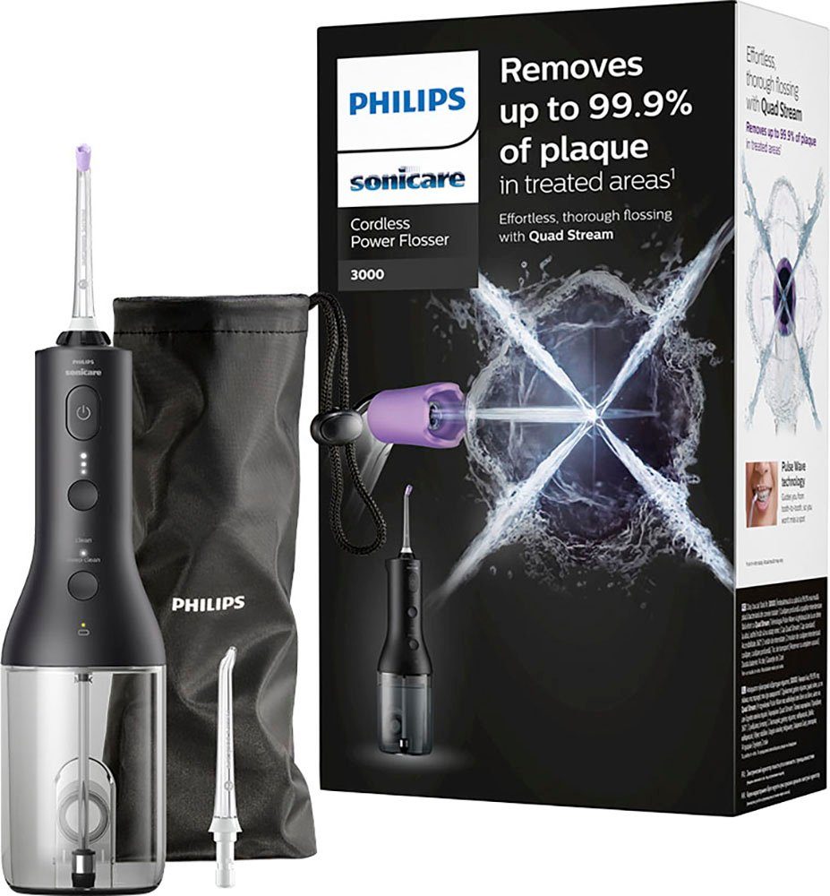 Philips Sonicare Munddusche kabelloser Power Flosser 3000 HX3826, Aufsätze: 2 St., Quad Stream-Technologie, 2 Modi für die Reinigung, 3 Intensitätsstufen