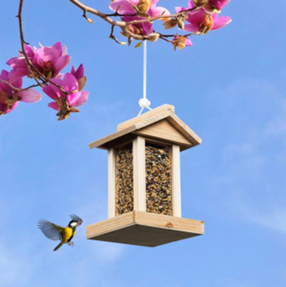 Haushalt International Futterhaus Vogelfutterhaus aus Holz mit Aufhängevorrichtung
