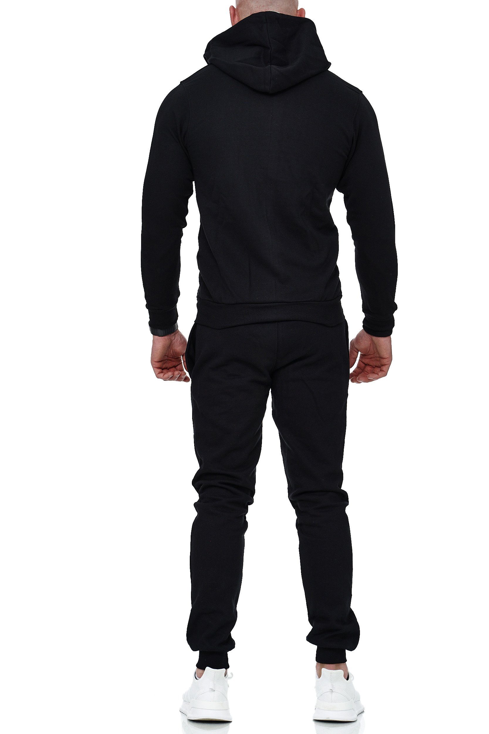 L.gonline Freizeitanzug Herren Freizeitanzug Jogginganzug Sweatwear 704 (Kapuzenjacke mit Reißverschluss, Hose, 2-tlg), Fitness Freizeit Casual