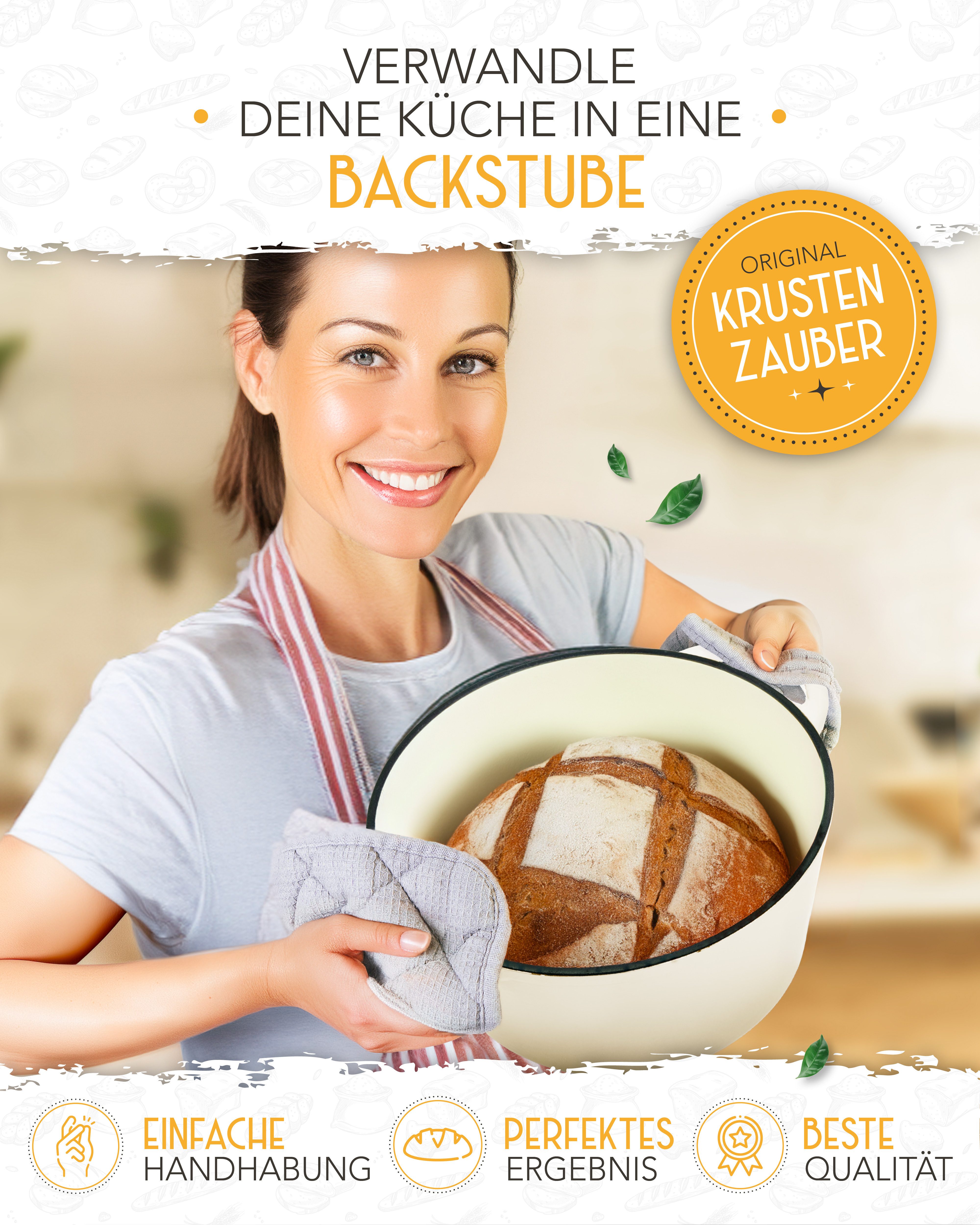 Krustenzauber Kasserolle Gusseisen Topf als Kochtopf, Schmortopf oder Brotbackform – Bild 2 von 5