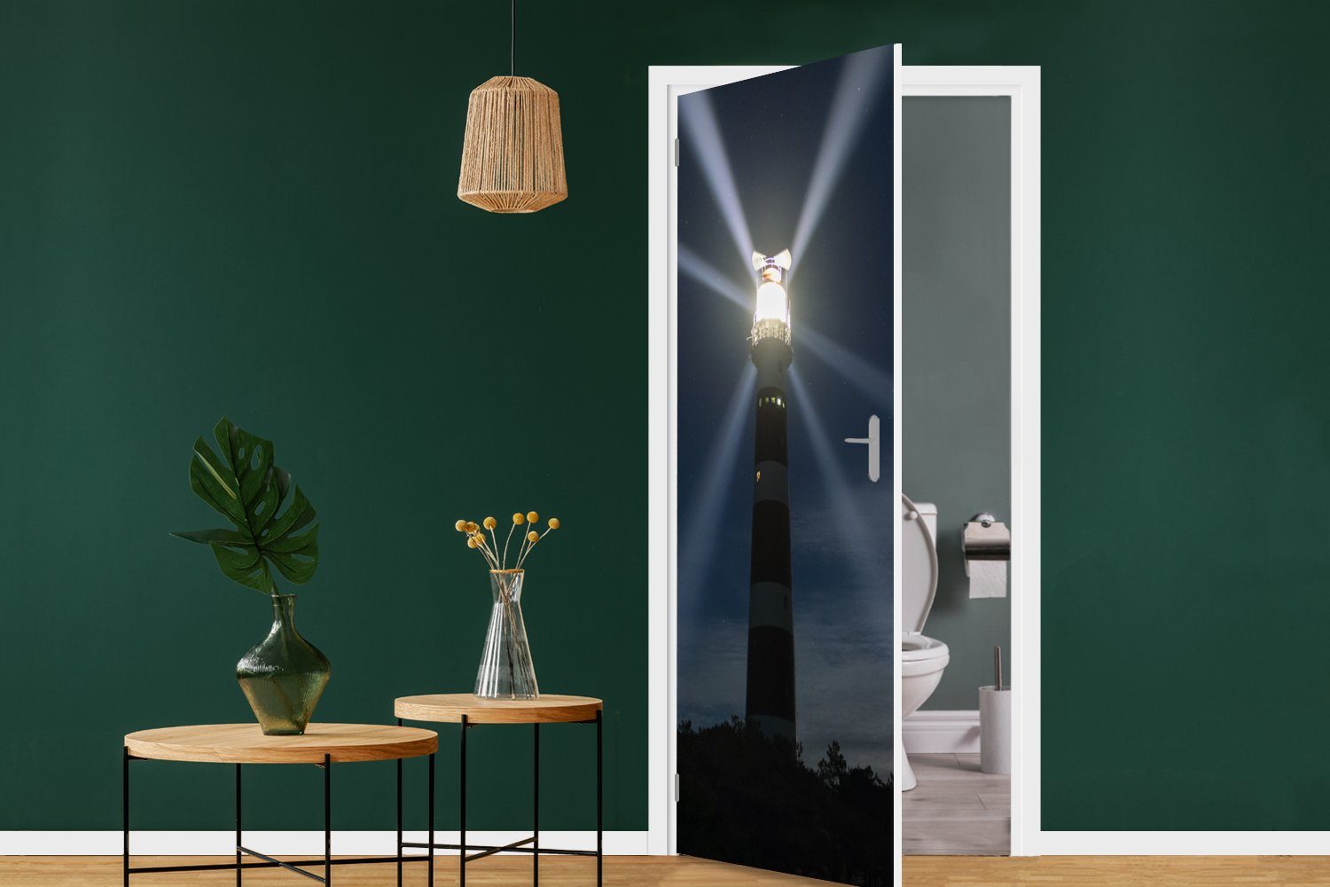 MuchoWow Türtapete Leuchtturm von bedruckt, Türaufkleber, für cm Tür, Ameland St), Abenddämmerung, Matt, 75x205 der (1 Fototapete in