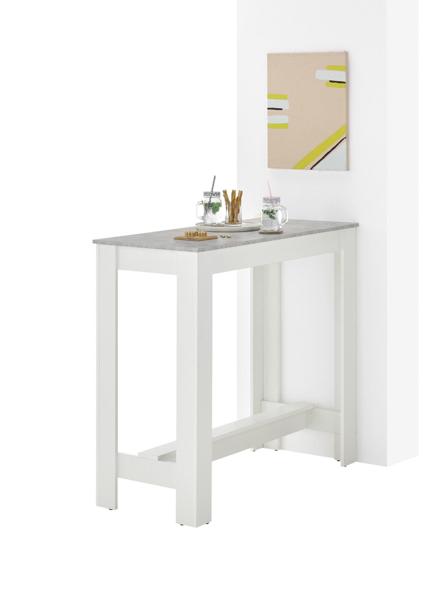 Stolkom Sp.z.o.o. Bartisch in beton Dekor, weiß - 115x103x50cm (BxHxT)