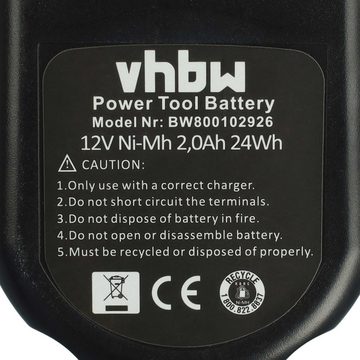 vhbw kompatibel mit Black & Decker FS12, FS632K-2, CD1200K, HP122K, Akku NiMH 2000 mAh (12 V)