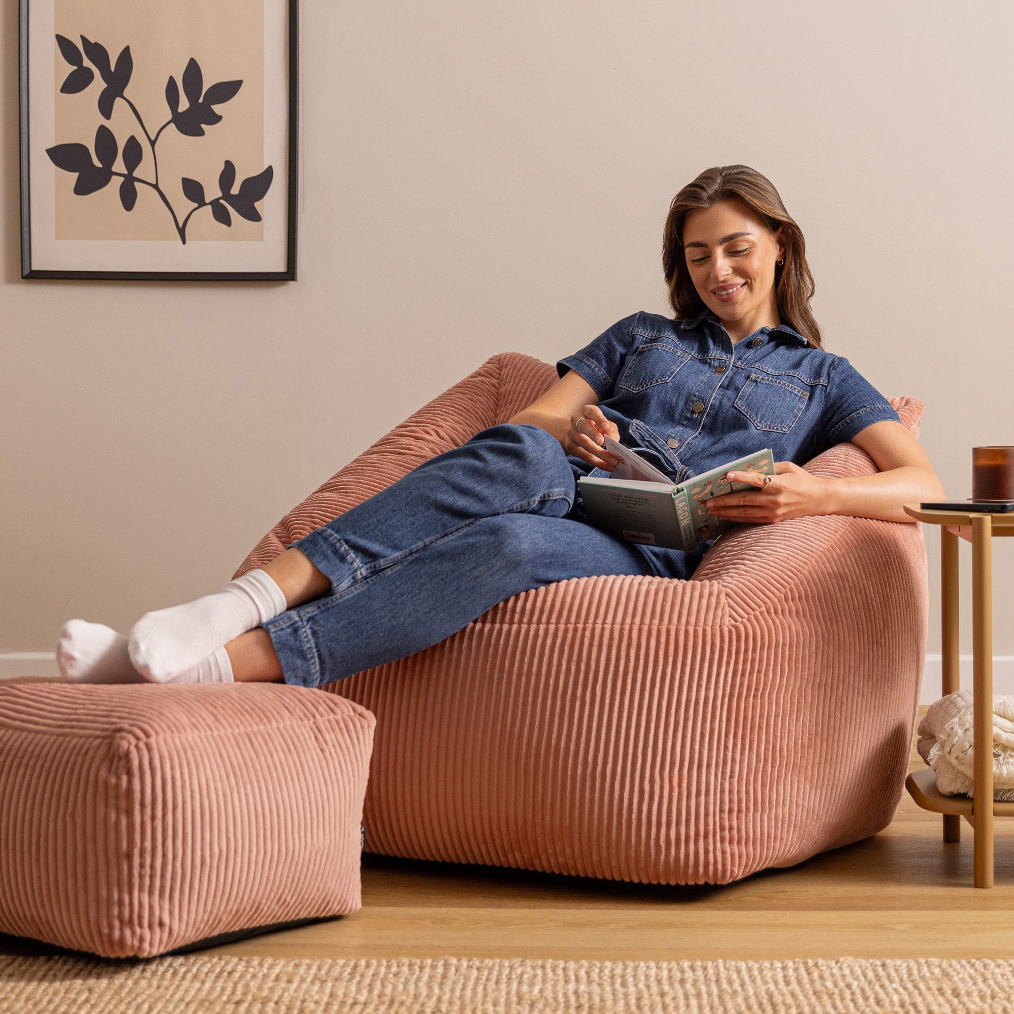 icon Sitzsack Riesen Sessel aus Cord Flauschig „Natalia" mit Hocker (Spar-S günstig online kaufen