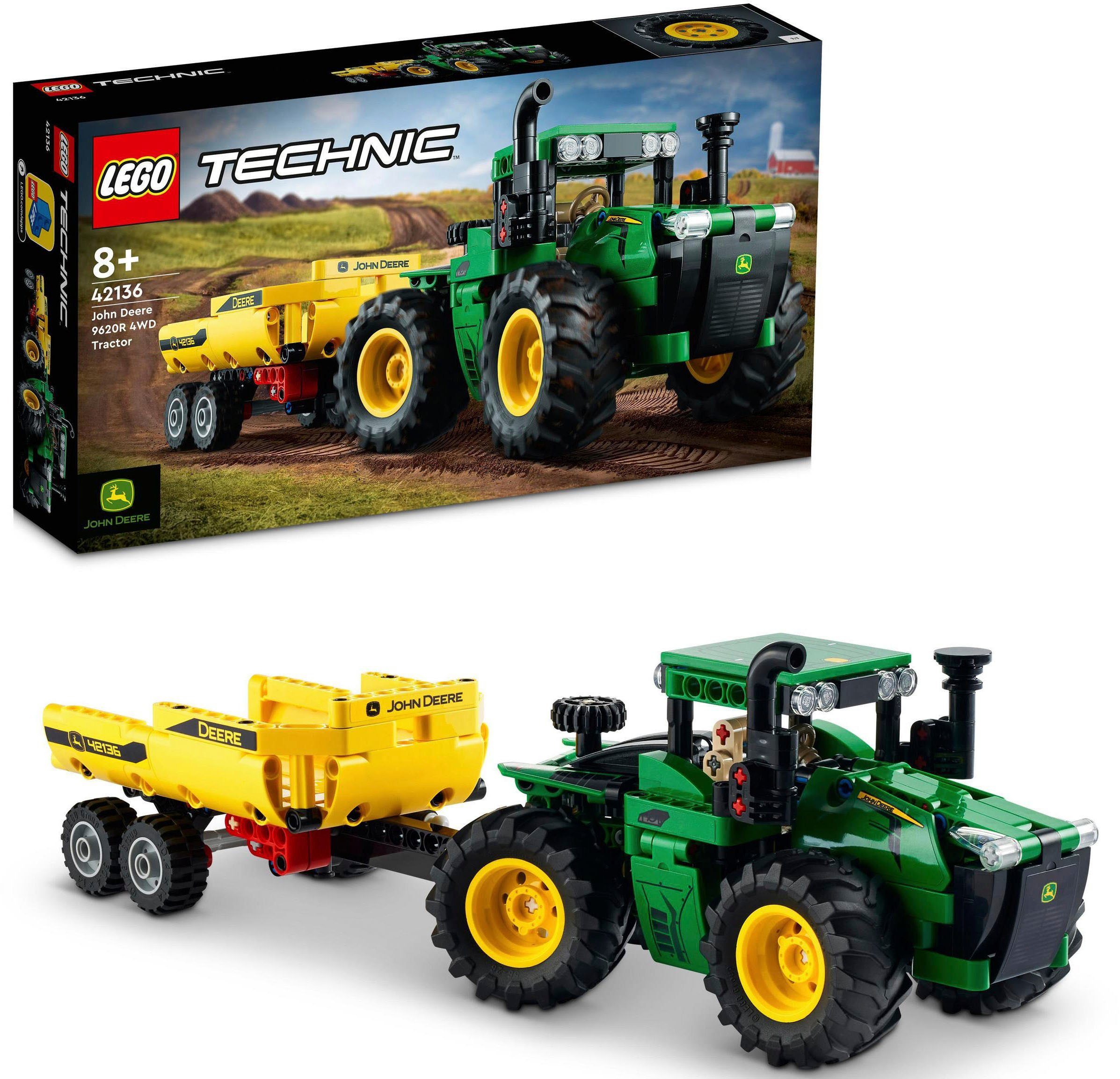 LEGO® Konstruktionsspielsteine »John Deere 9620R 4WD Tractor (42136), LEGO®  Technic«, (390 St), Made in Europe