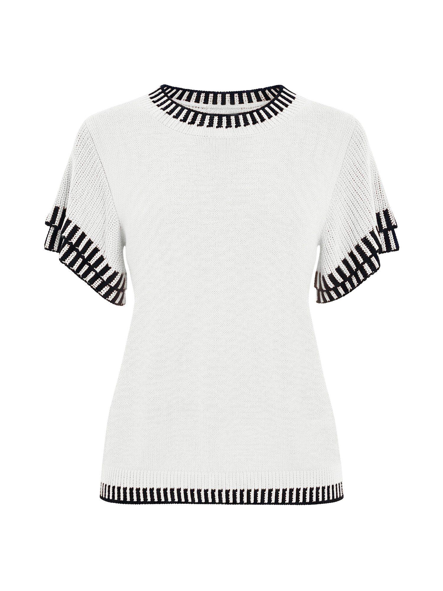 Imily Bela Kurzarmpullover Damen Weiche Strickhemden (Packung, 1-tlg., 1per-Pack) mit Rundhalsausschnitt