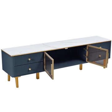 Fangqi TV-Schrank Modernes TV-Lowboard für Wohnzimmer, 170*37*47,5cm TV Schrank in Mamoroptik, Fernsehschrank mit 4 Füßen