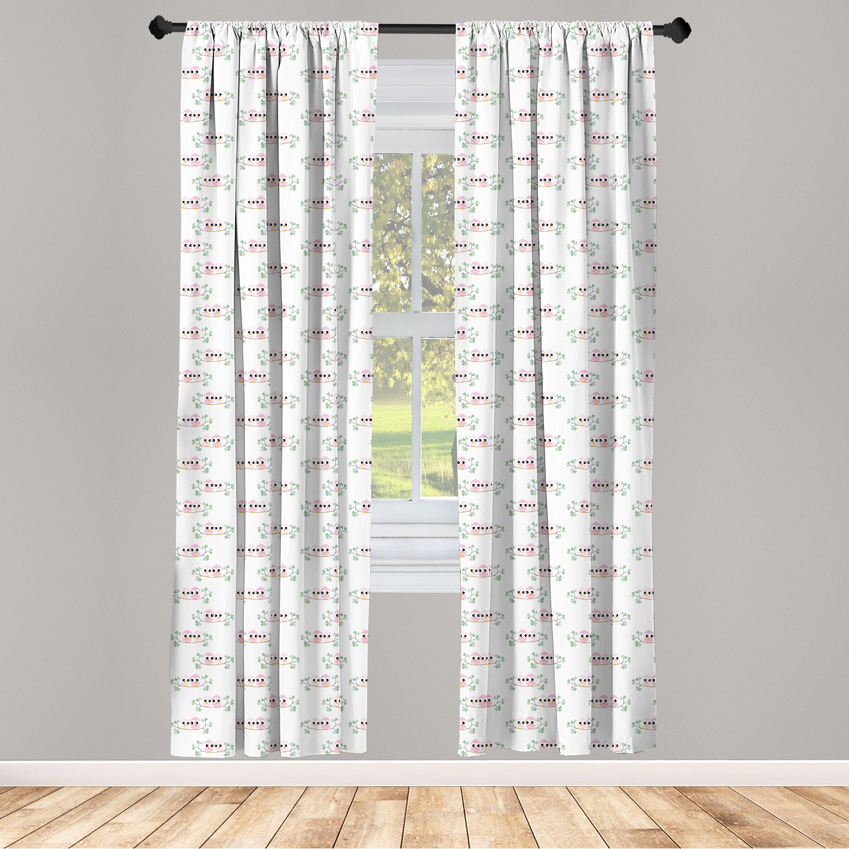 Gardine Vorhang auf Childish Eulen Abakuhaus, Niederlassung Schlafzimmer Vögel Wohnzimmer Microfaser, für Dekor