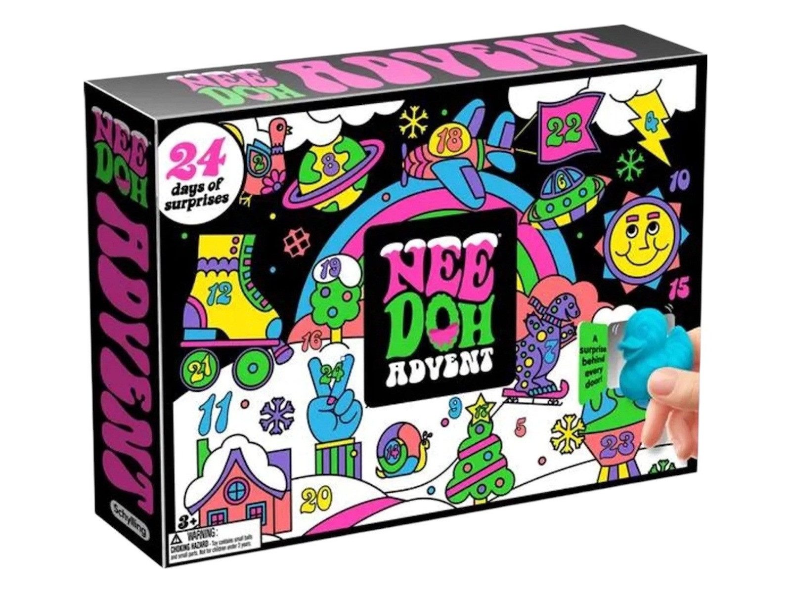 BOTI Spielzeug-Adventskalender Adventskalender Teenie Squishies (Packung), 24 Teenie NeeDoh Squishies im Mini-Format, knetbar und formstabil