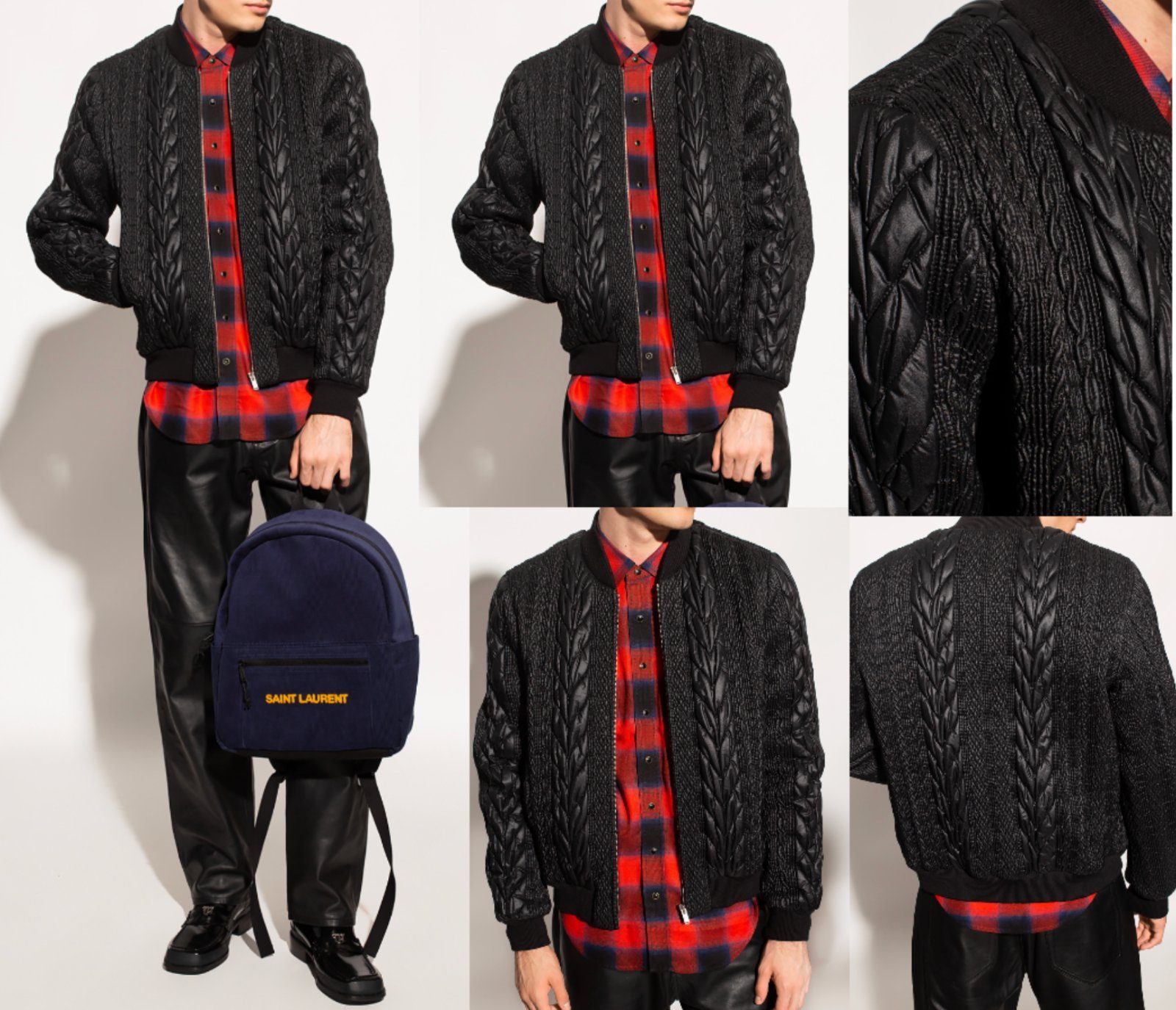 Valentino Winterjacke SAINT LAURENT BLACK BOMBER JACKET Teddy Blouson Mantel Coat Bomber Par