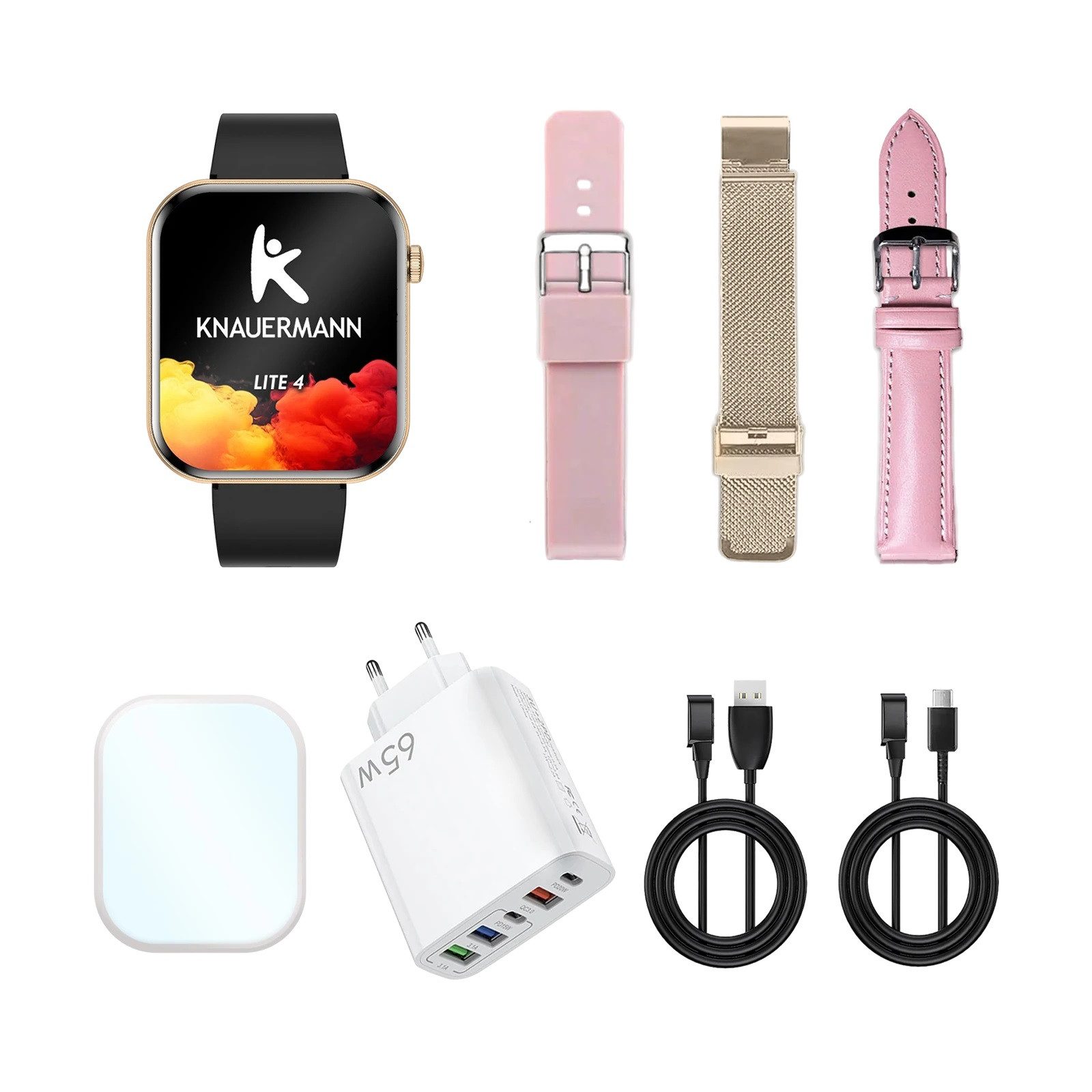 Knauermann Lite 4 (2026) - Premium Paket, eckig, gold, Gold Smartwatch