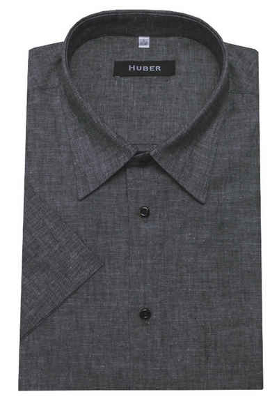 Huber Hemden Leinenhemd Leinenhemd Modell 140 Kentkragen, Kurzarm, feiner leichter Leinen Stoff Regular Made in EU