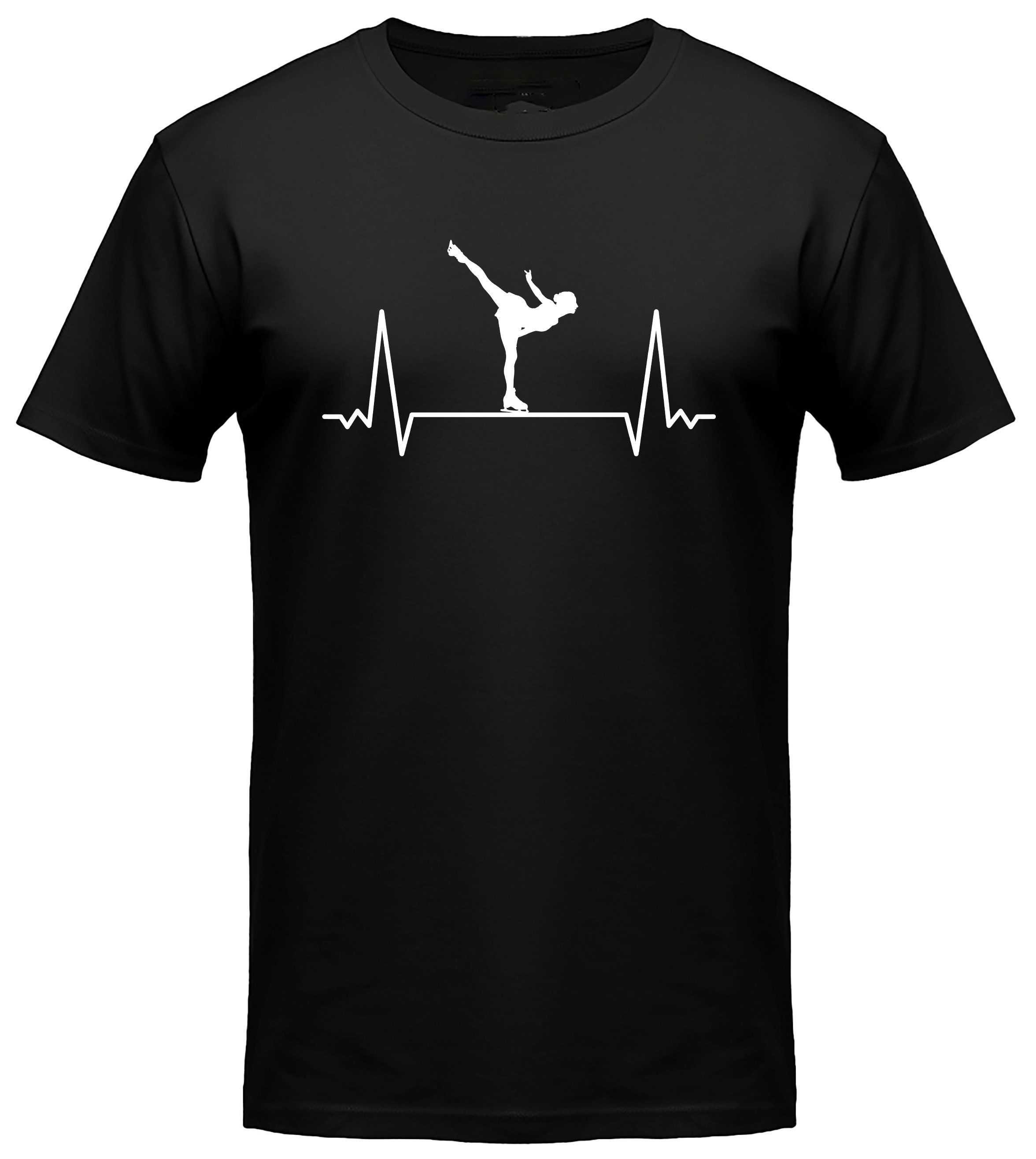MyDesign24 T-Shirt Eisläuferin Herschlaglinie print Shirt EKG-Linie Eiskunstläuferin T-Shirt schwarz kurzarm Regular Fit i572