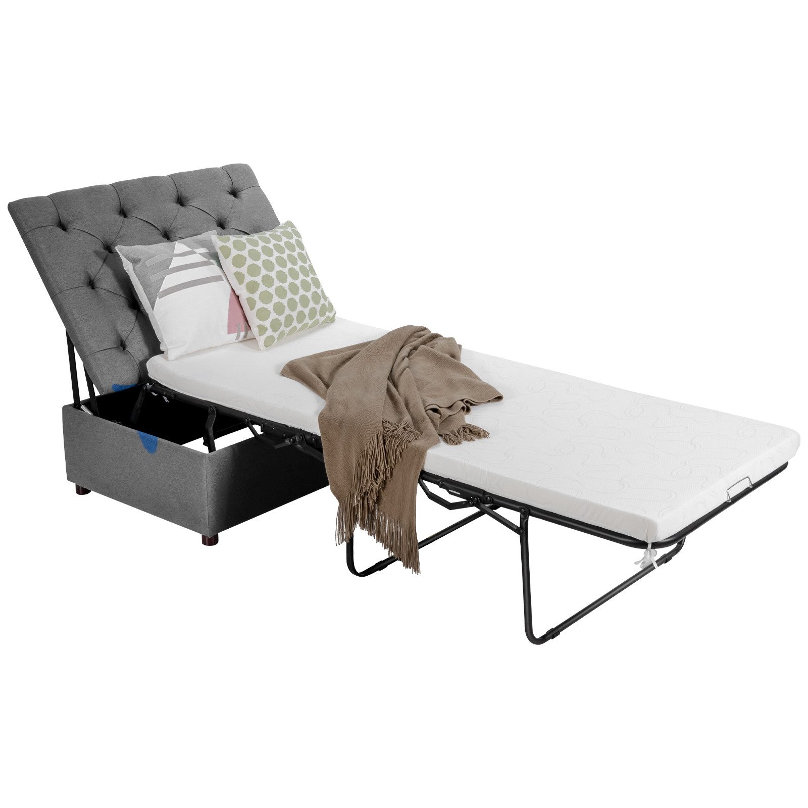 COSTWAY Schlafsofa, mit Bettfunktion,Gästebett klappbar 182x78cm,Matratze