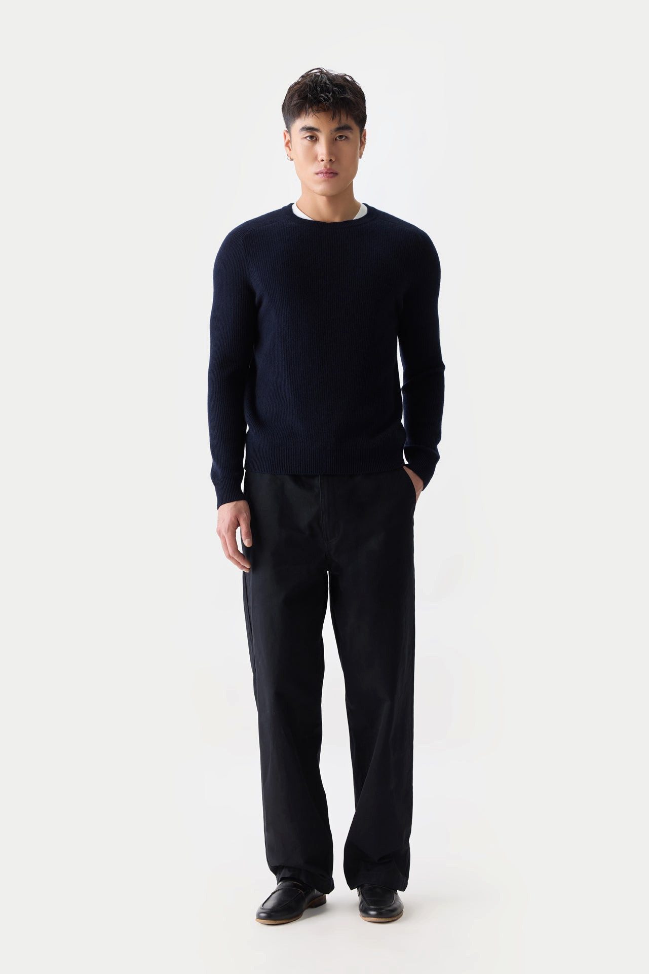 GOBI Cashmere Rundhalspullover Herren Kaschmir-Pullover mit Rippenstrick günstig online kaufen
