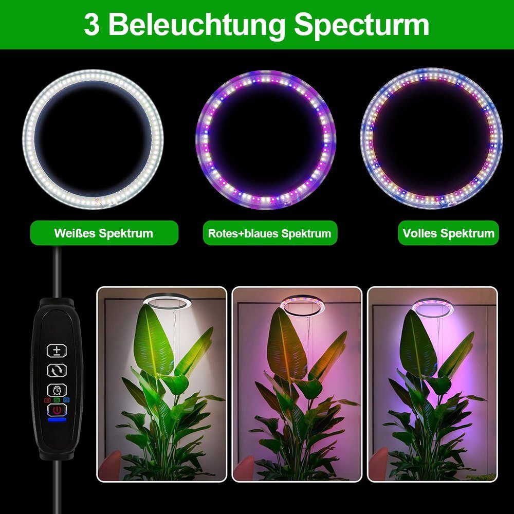 Laybasic Pflanzenlampe Vollspektrum 160LED Pflanzenlicht, Wachstumslampe für Pflanzen Indoor, 35-155cm Höhe verstellbar