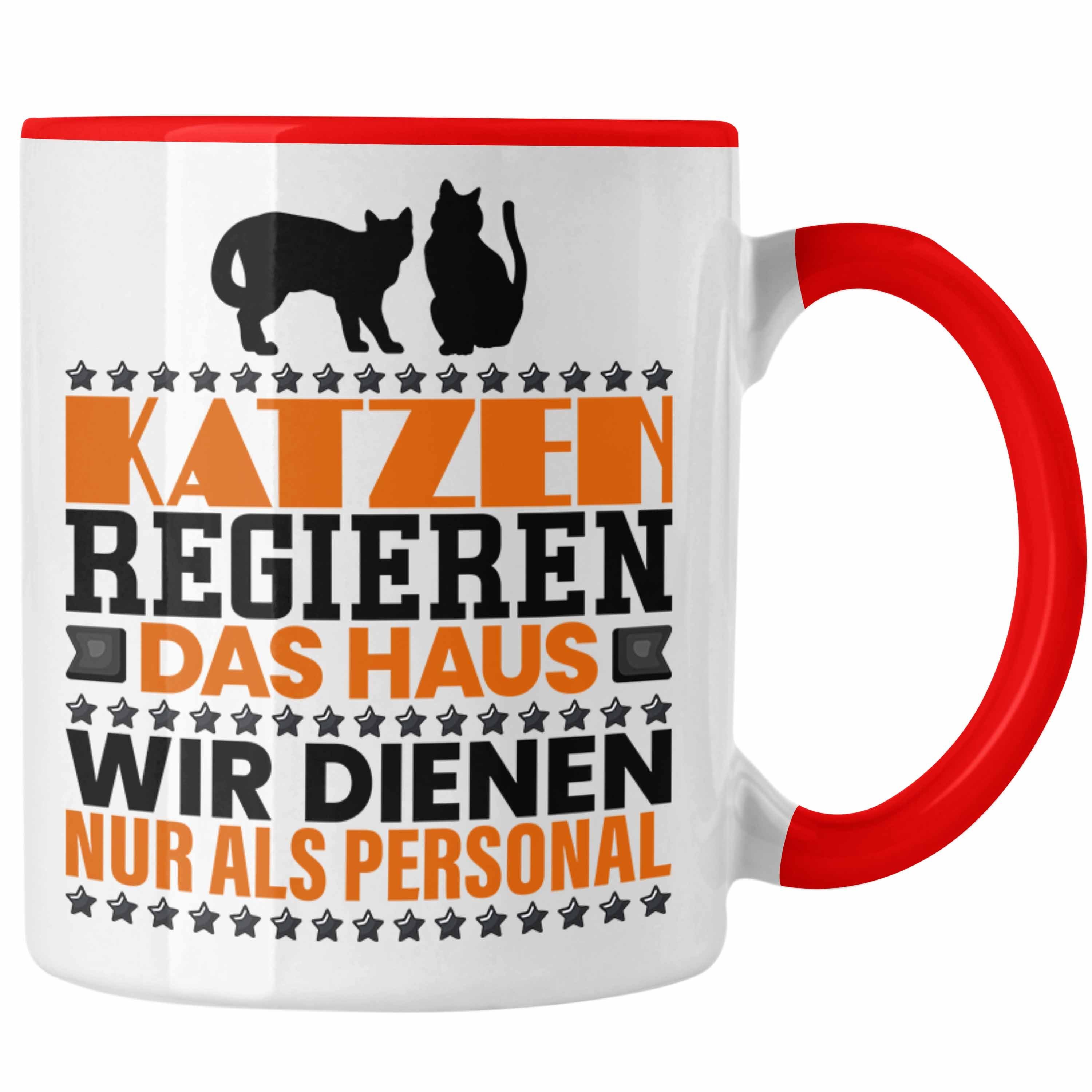 Trendation Tasse Katze Tasse Geschenk Spruch Geschenkidee für Katzen-Mama Papa Katzenli Rot