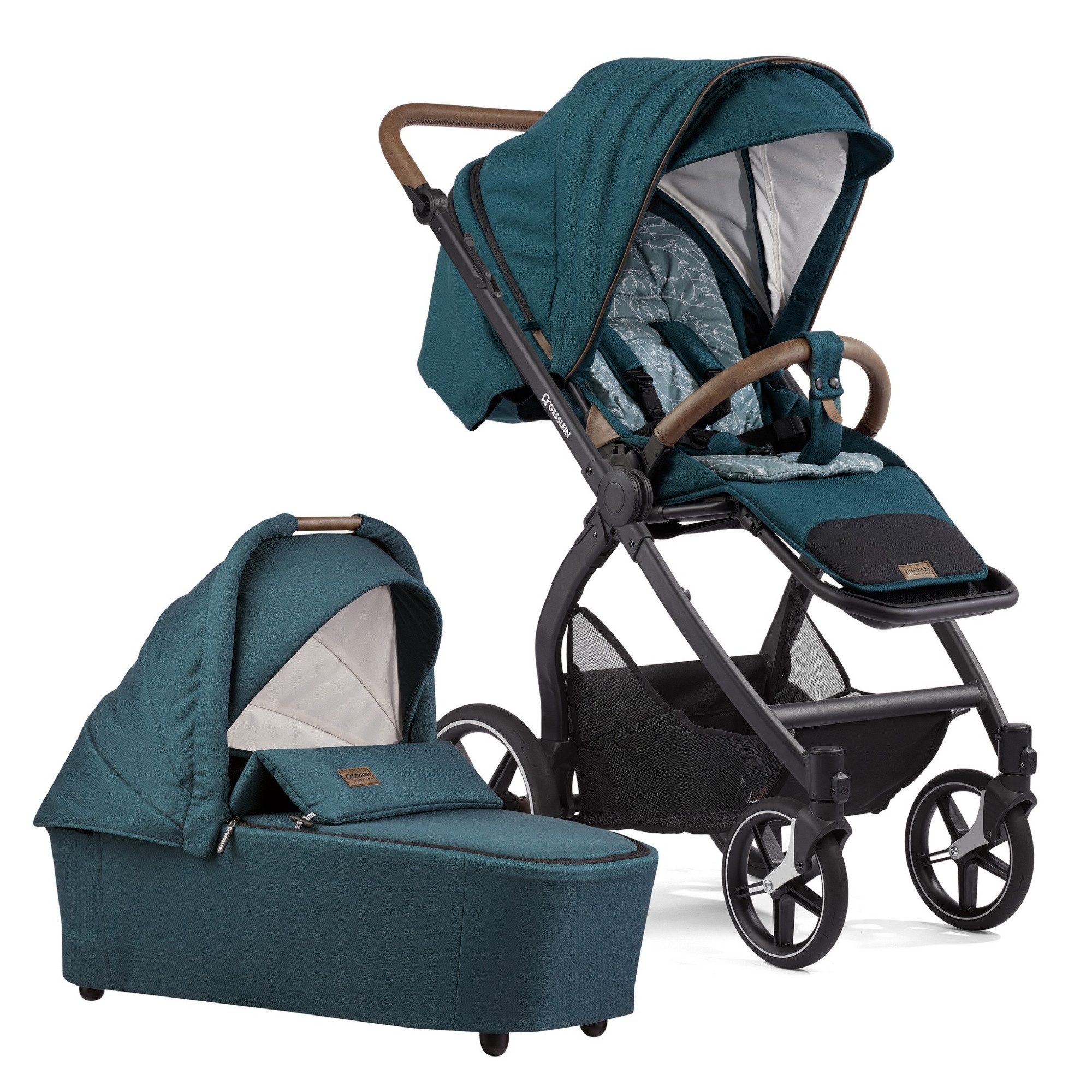 Gesslein Kombi-Kinderwagen Gesslein FX4 Swing 2in1 Kinderwagen-Set inkl. Babywanne Panorama Lyx
