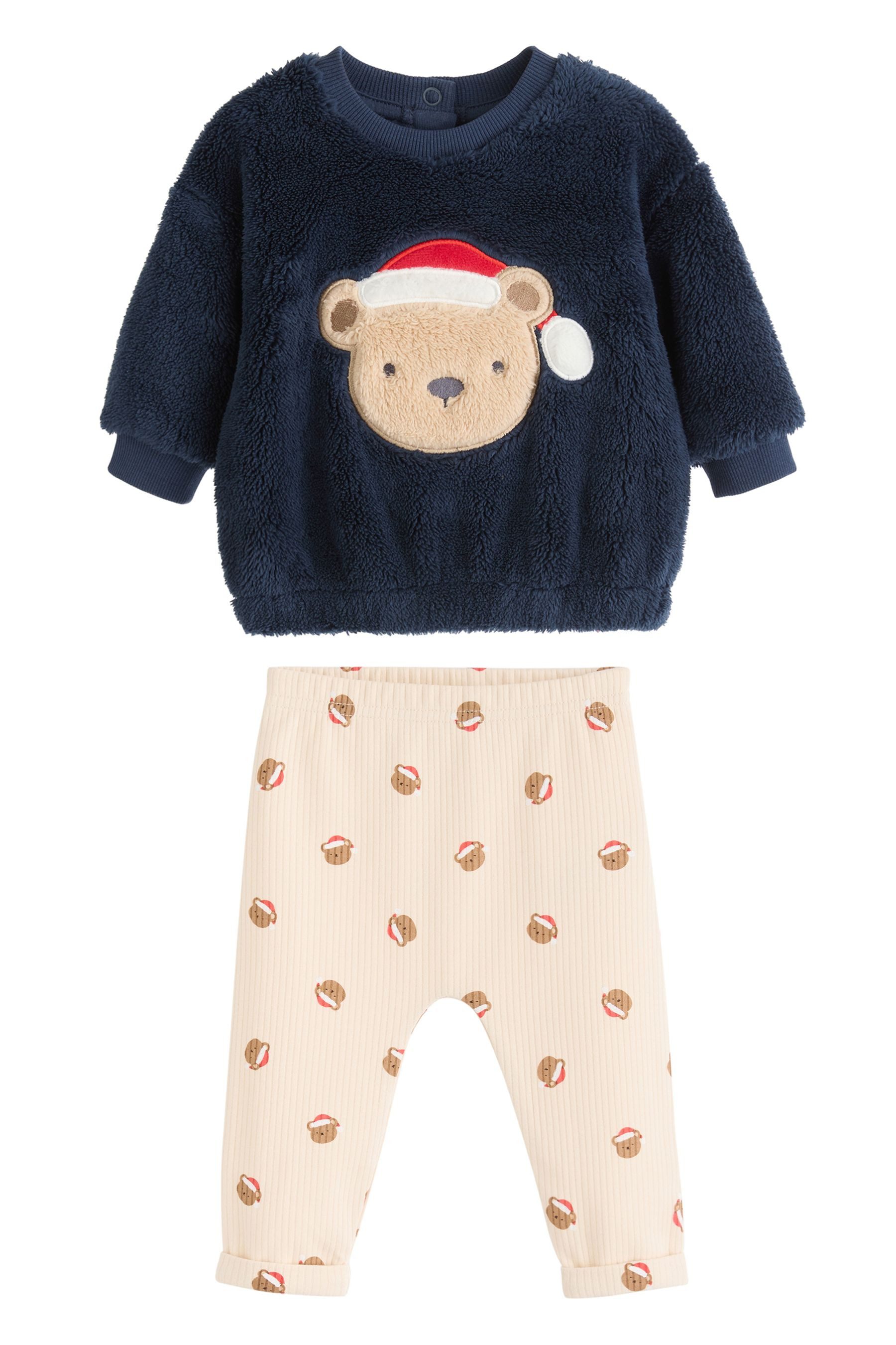 Langarmshirt & Hose Baby-Set aus Fleeceoberteil und Jogginghose