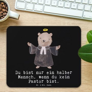 Mr. & Mrs. Panda Mauspad Pastor Herz - Schwarz - Geschenk, Computer zubehör, Diener Gottes Gei (1-St), Rutschfest