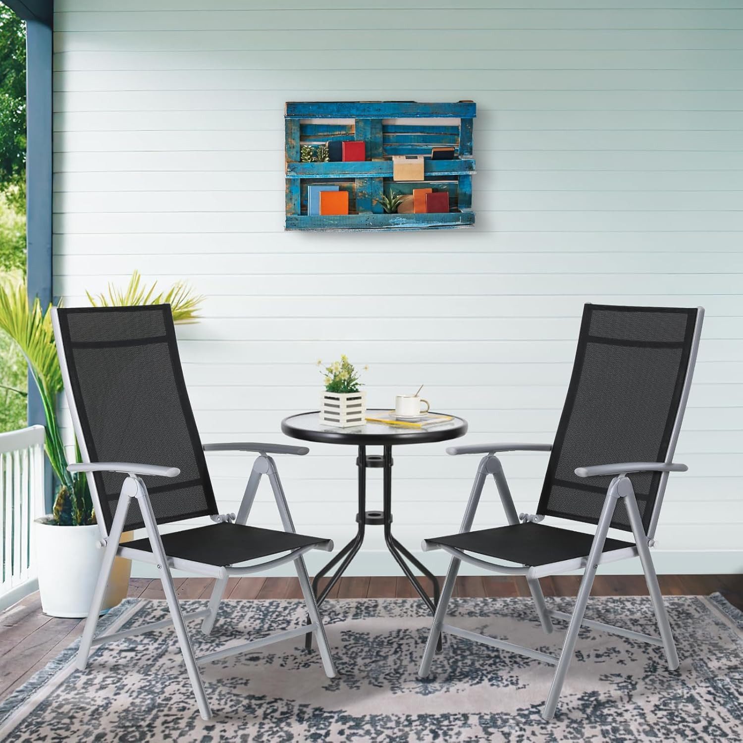 TLGREEN Gartenstuhl Hochlehner 6er Set, Aluminium günstig online kaufen