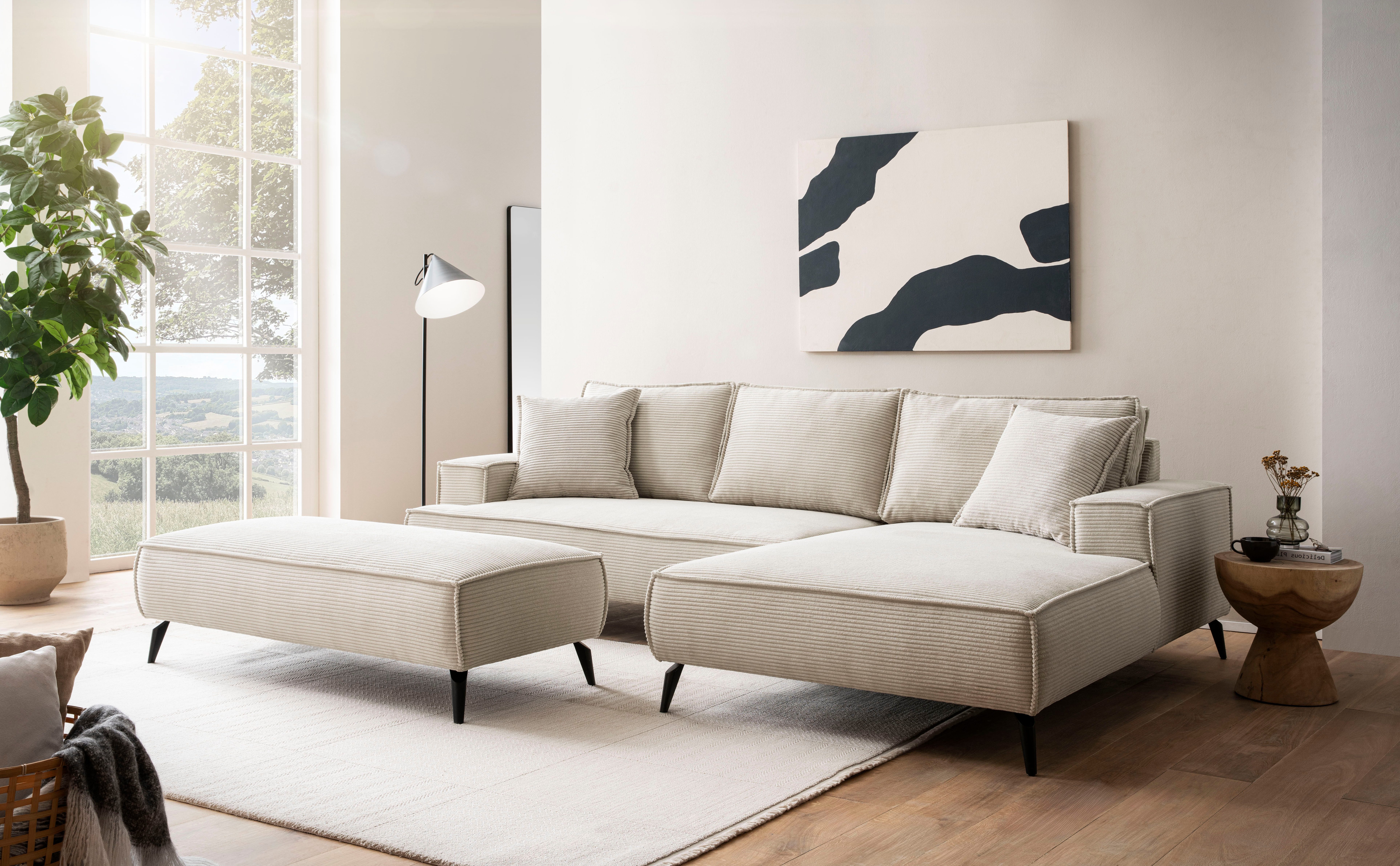 andas Ecksofa "TVINNU, L-Form, 275cm, in Cord und Flachgewebe", wahlweise R günstig online kaufen